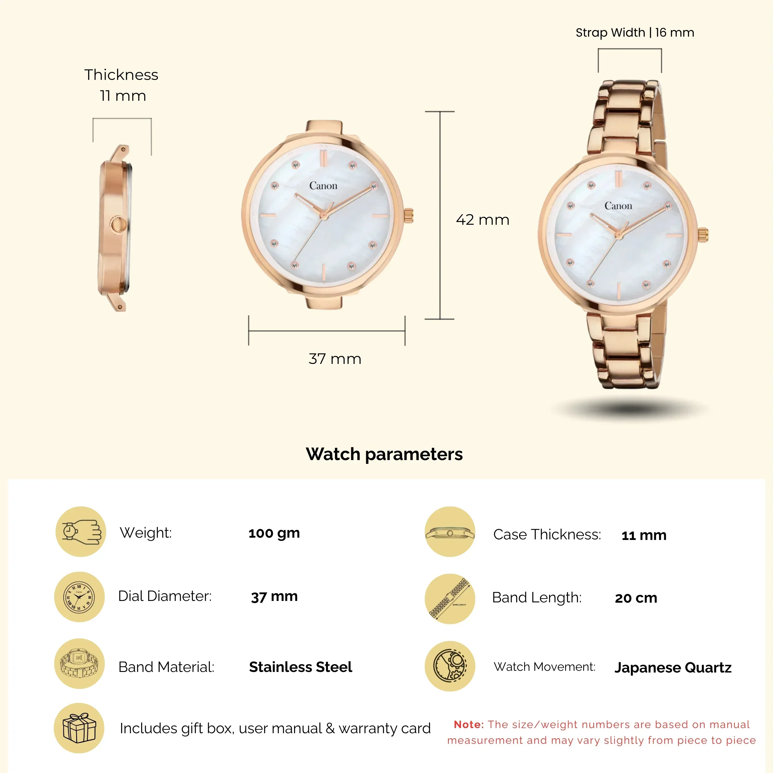 Canon Quartz Mother of Pearl Watch For Her - Pearl White - Image 11