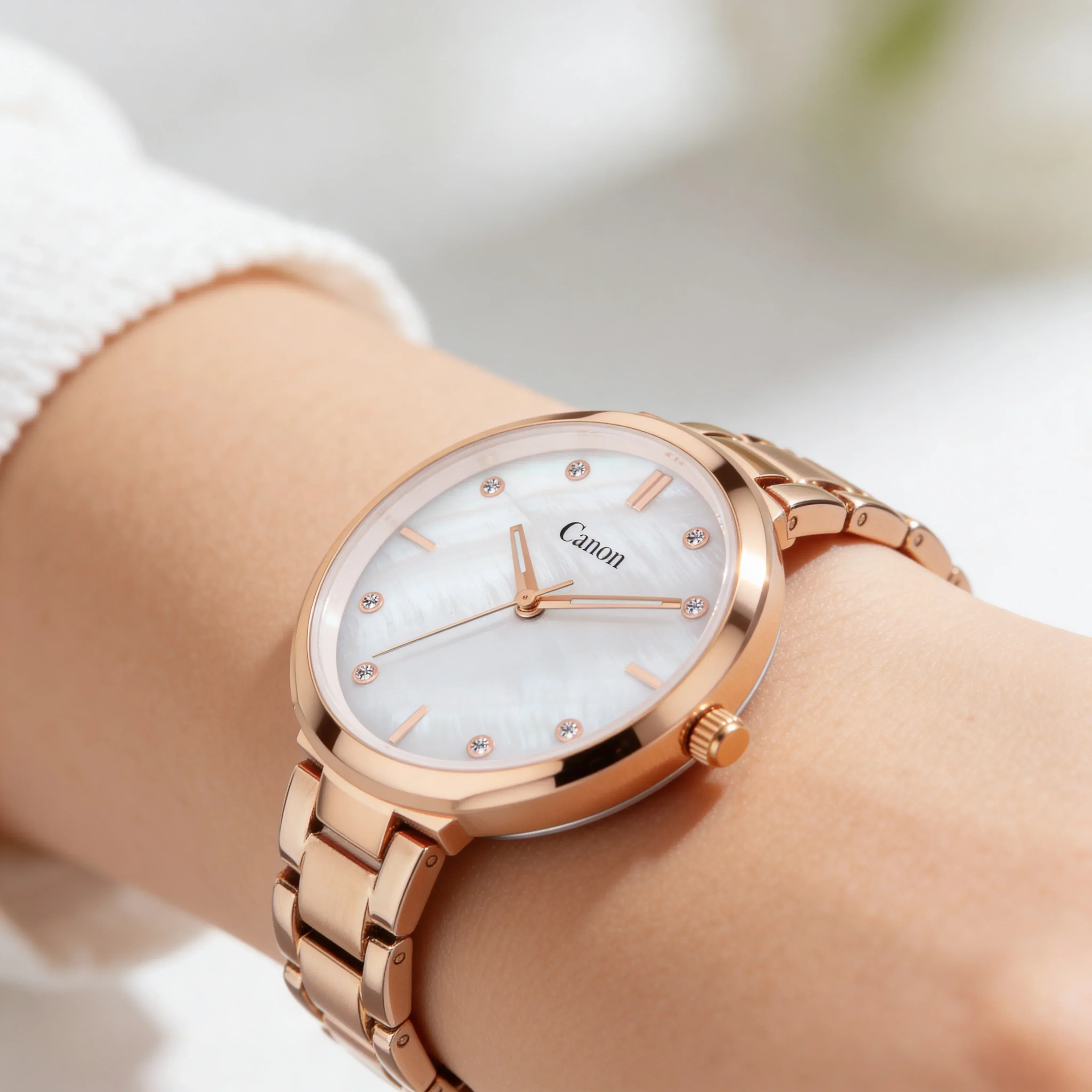 Canon Quartz Mother of Pearl Watch For Her - Pearl White - Image 4