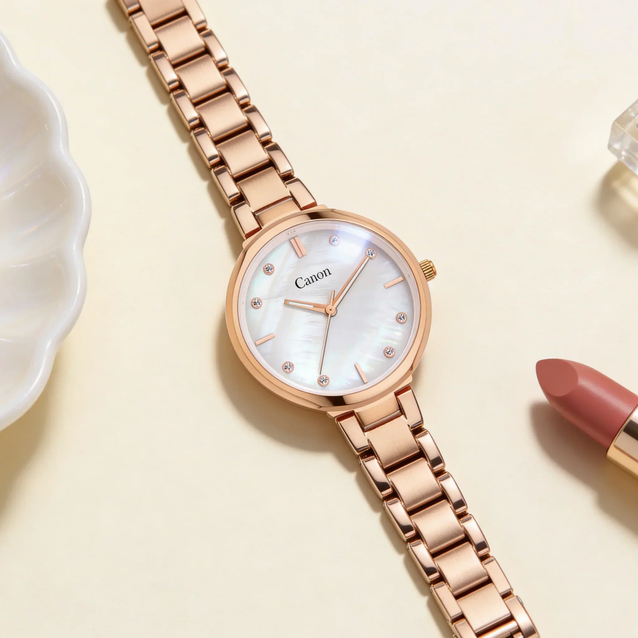 Canon Quartz Mother of Pearl Watch For Her - Pearl White - Image 6