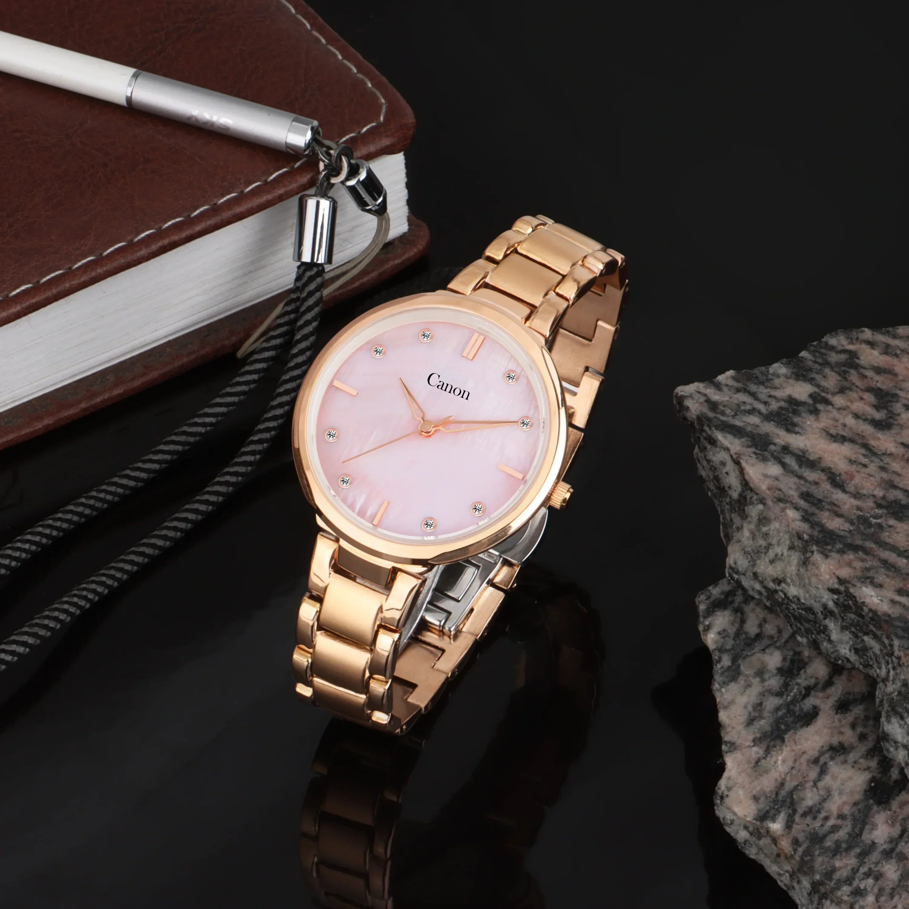 Canon Quartz Mother of Pearl Watch For Her - Baby Pink - Image 6