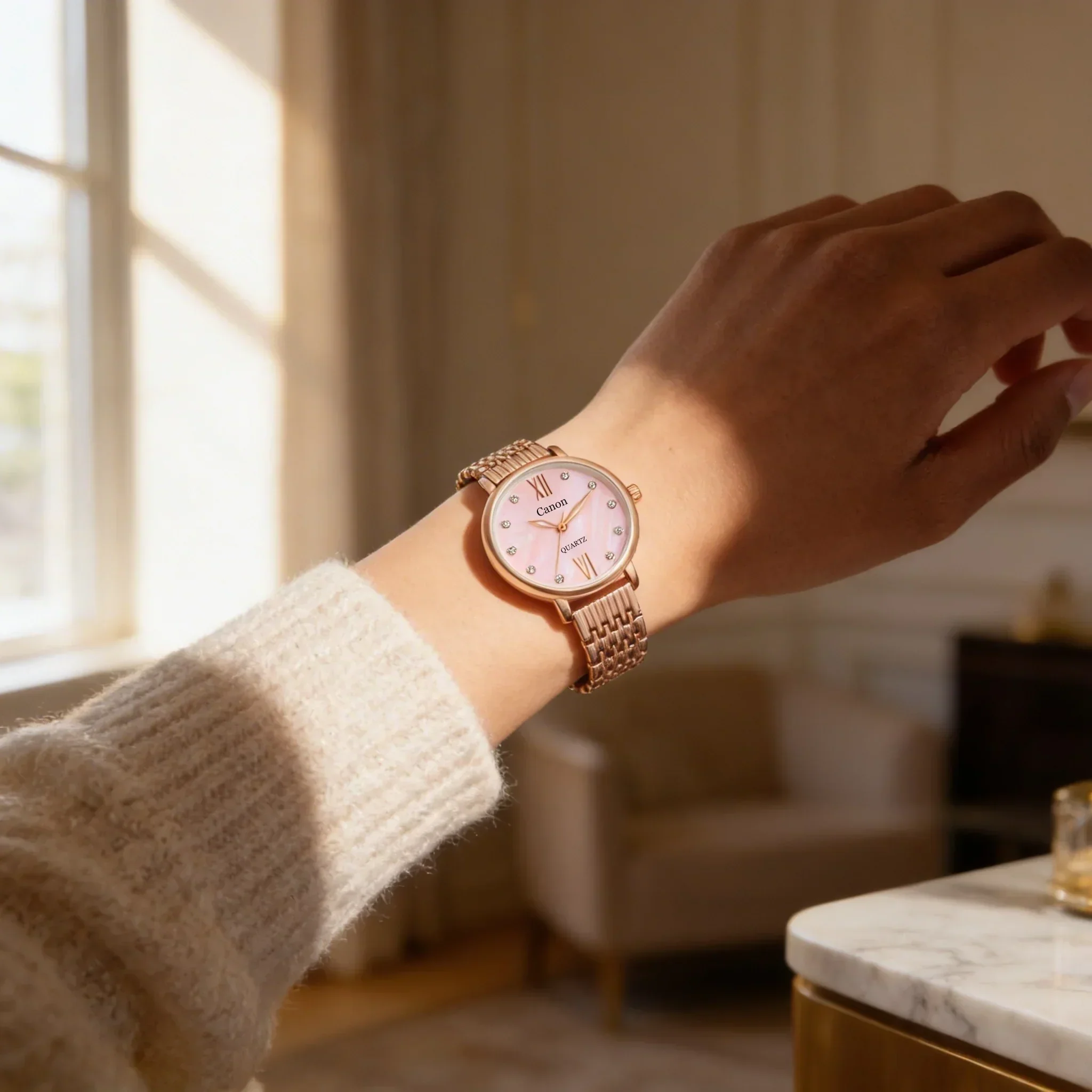 Canon Quartz Mother of Pearl Watch For Women - Pink - Image 3