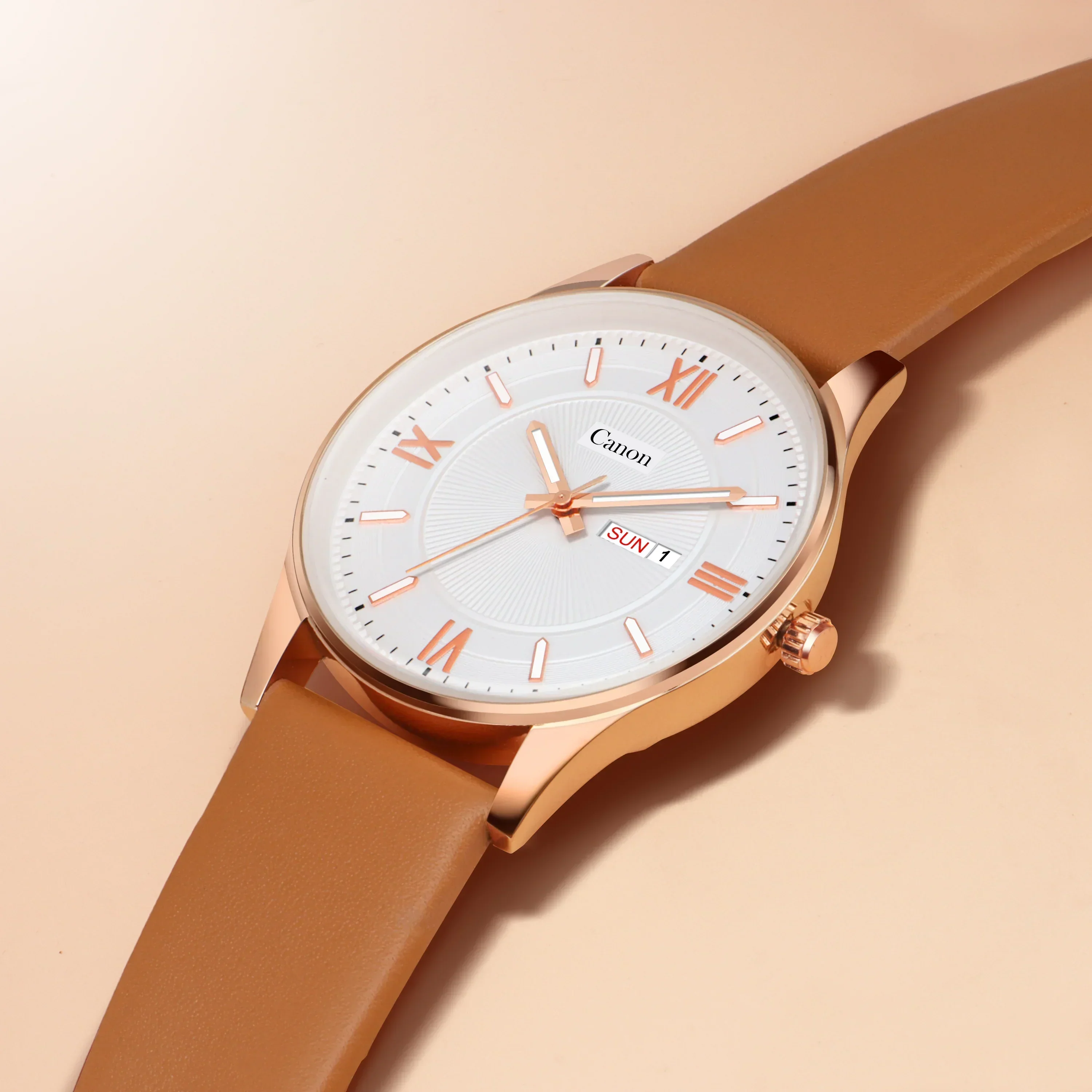 Canon Quartz Slim Watch for Men - Tan - Image 5