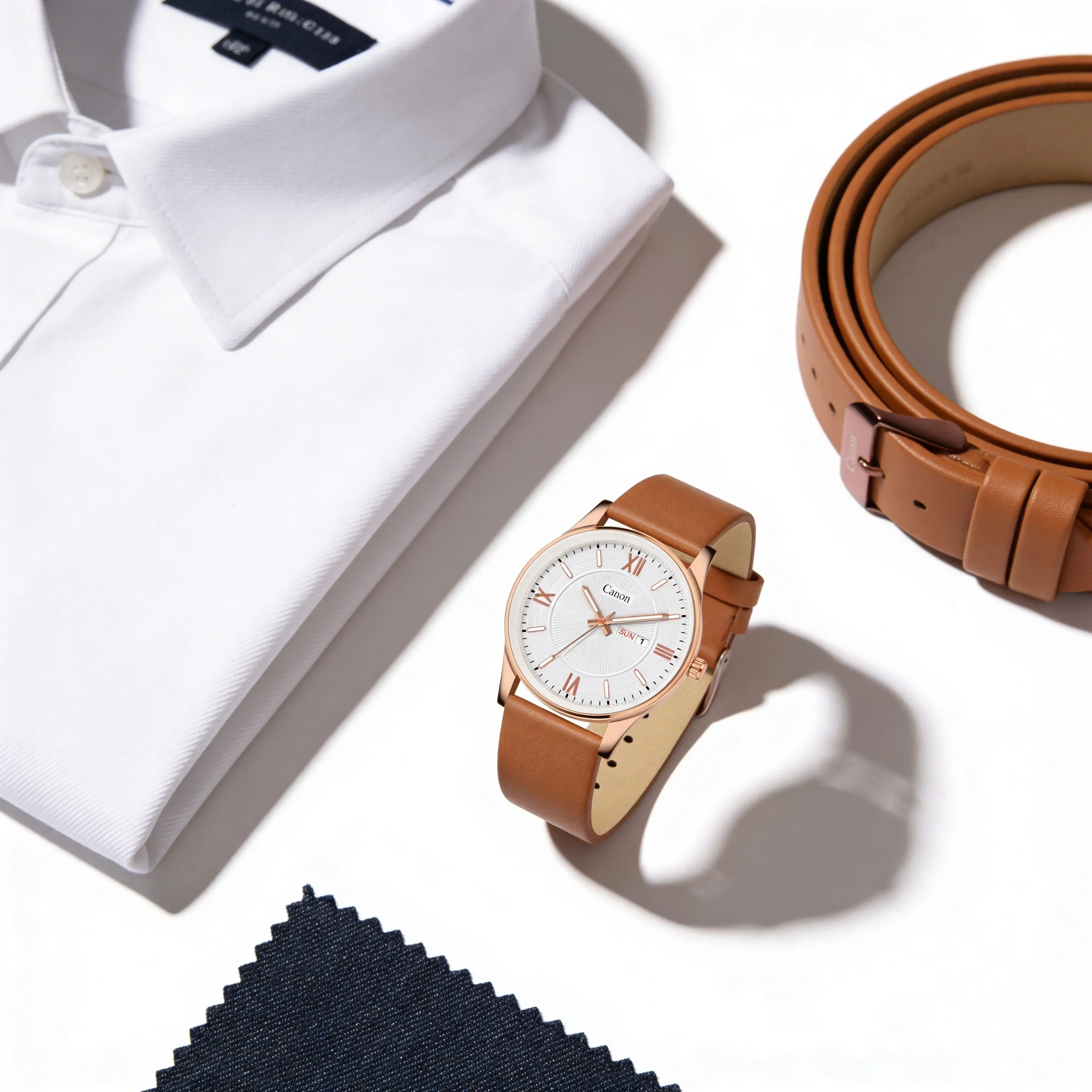 Canon Quartz Slim Watch for Men - Tan - Image 6