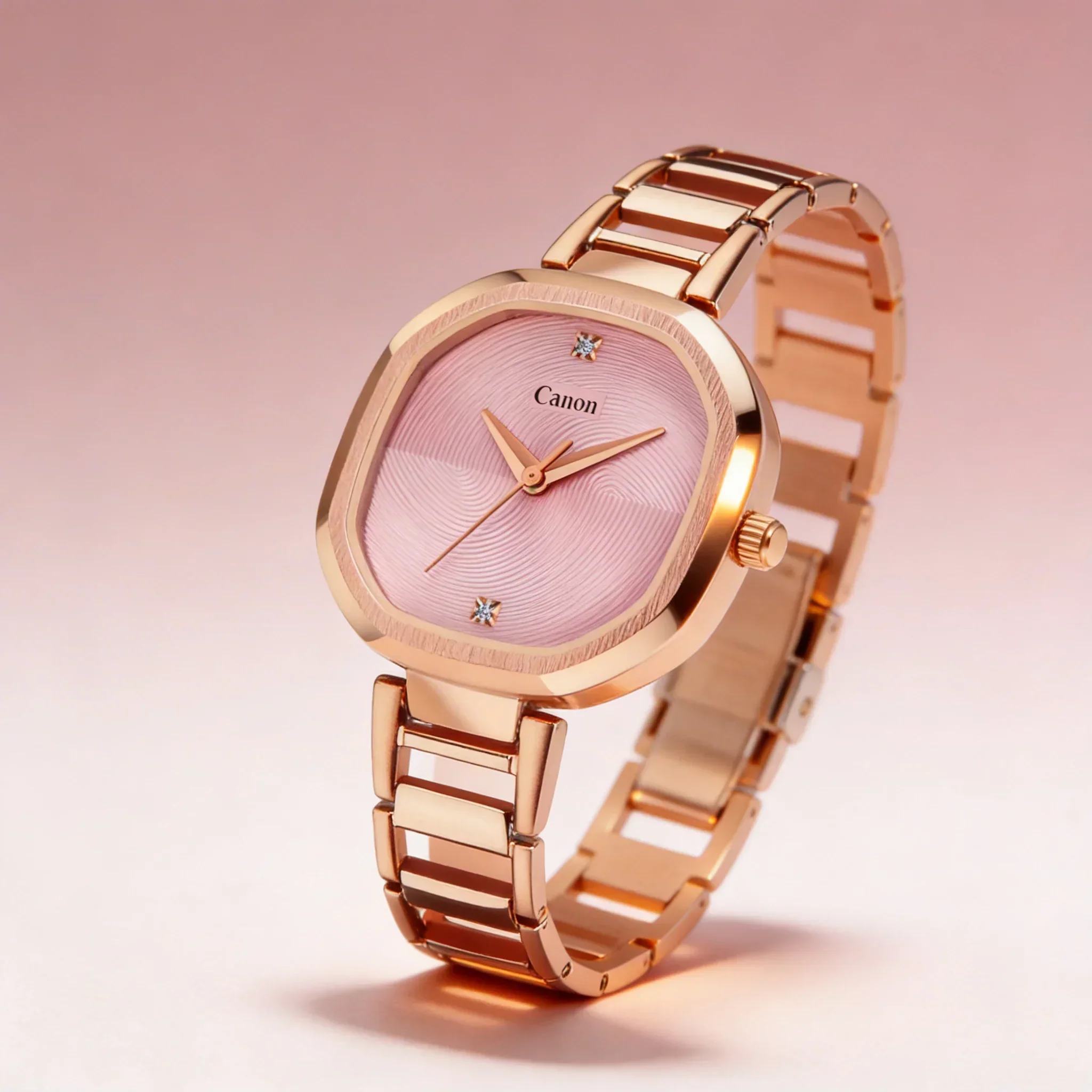 Canon Quartz Square Watch For Women - Baby Pink - Image 3