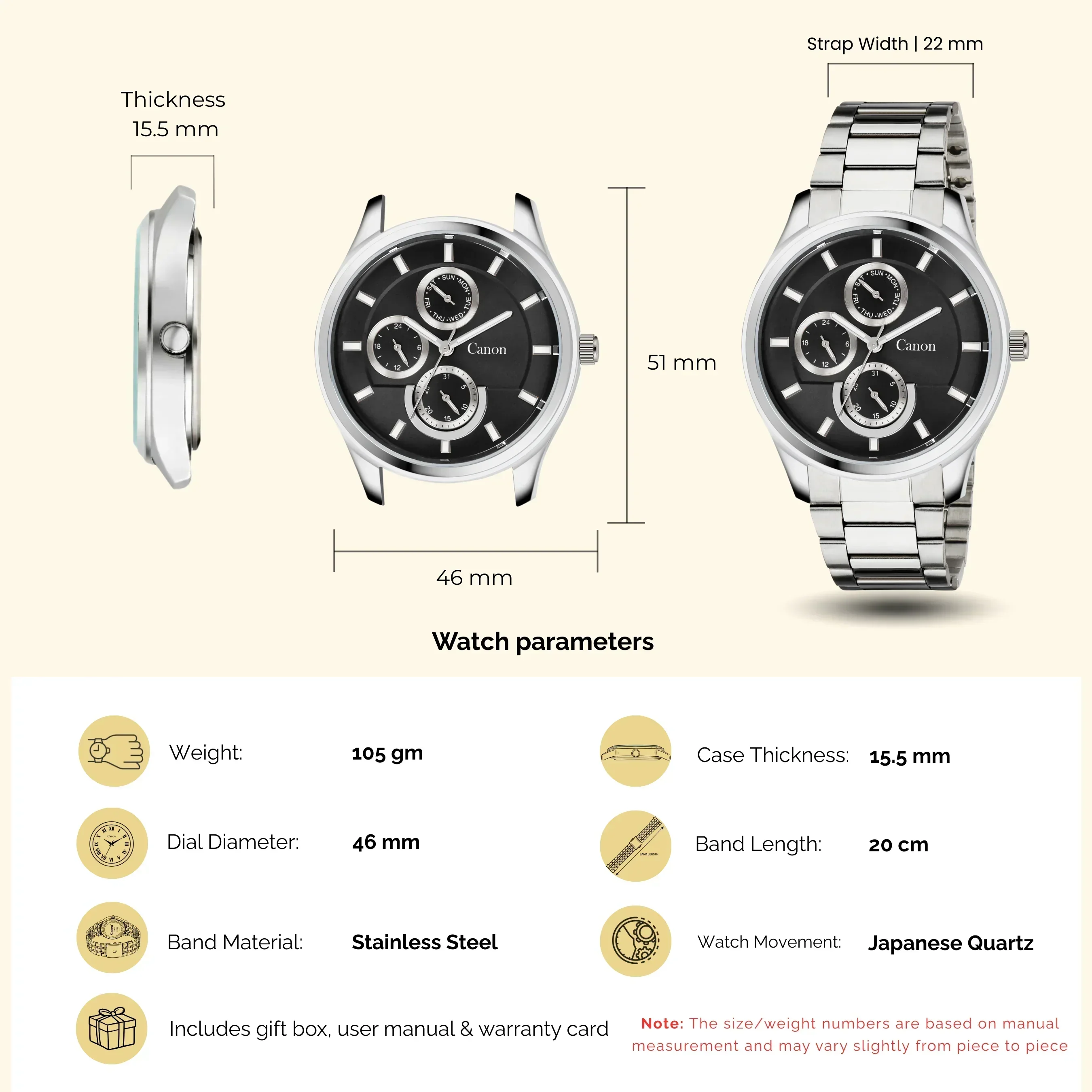 Dominion Series Black Dial Multi-Function Watch for Men - 476 - Image 7