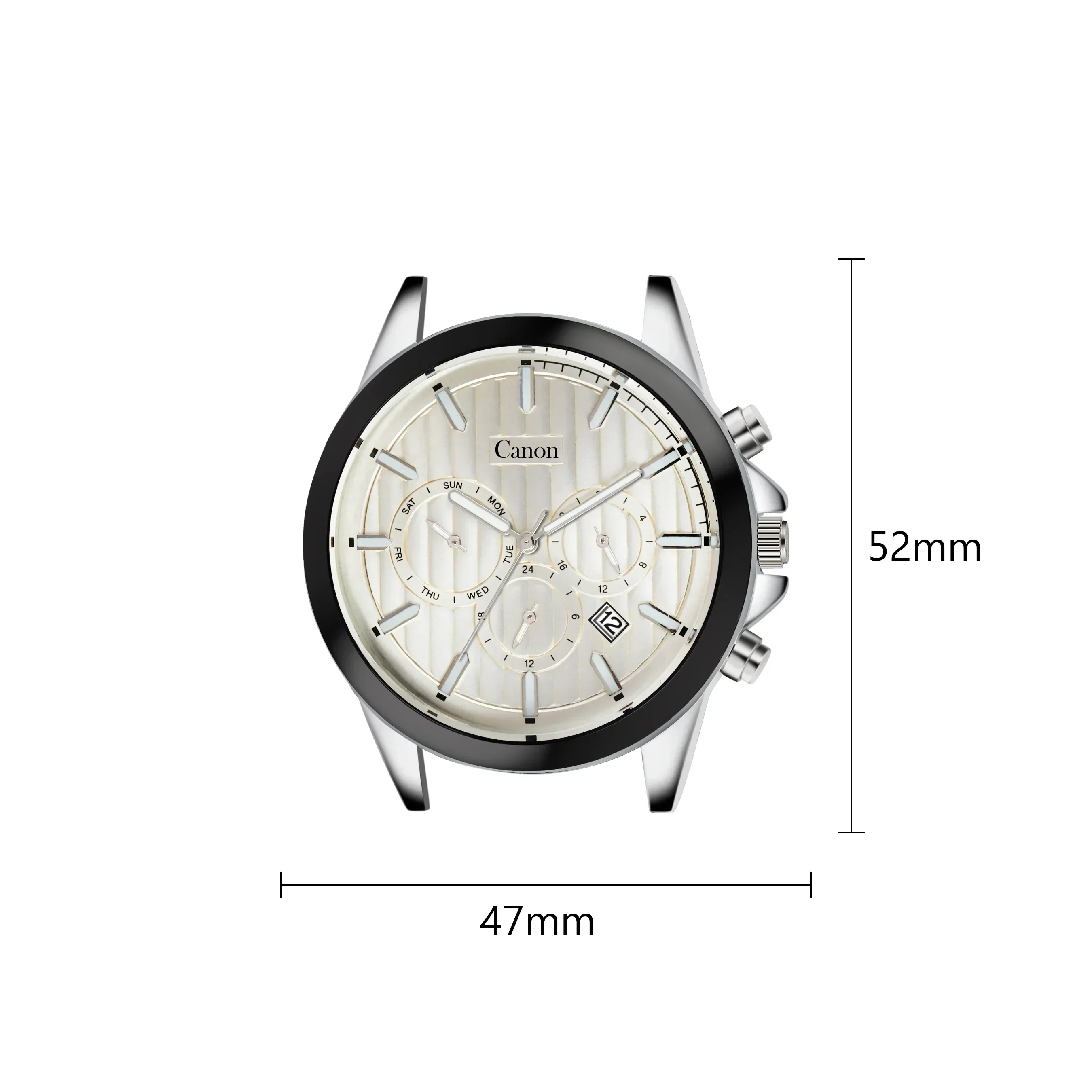 Dominion Series Silver & Cream Beige Minimalist Dial Multi-function Watch - 480 - Image 3