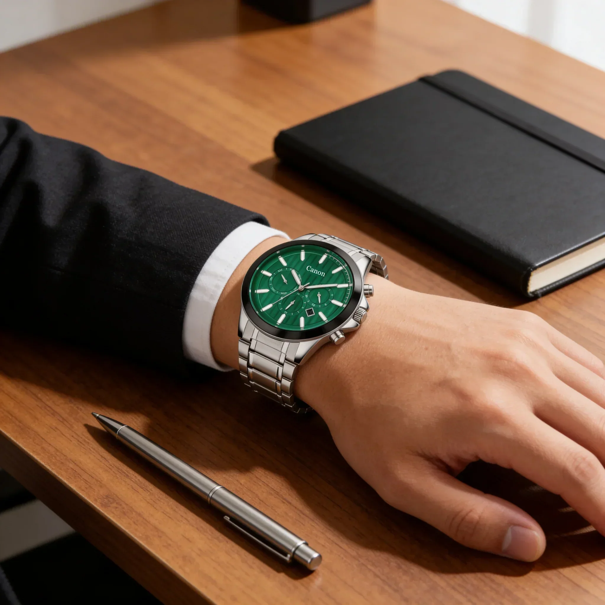 Dominion Series Silver & Emerald Green Dial Multi-function Watch - 479 - Image 3