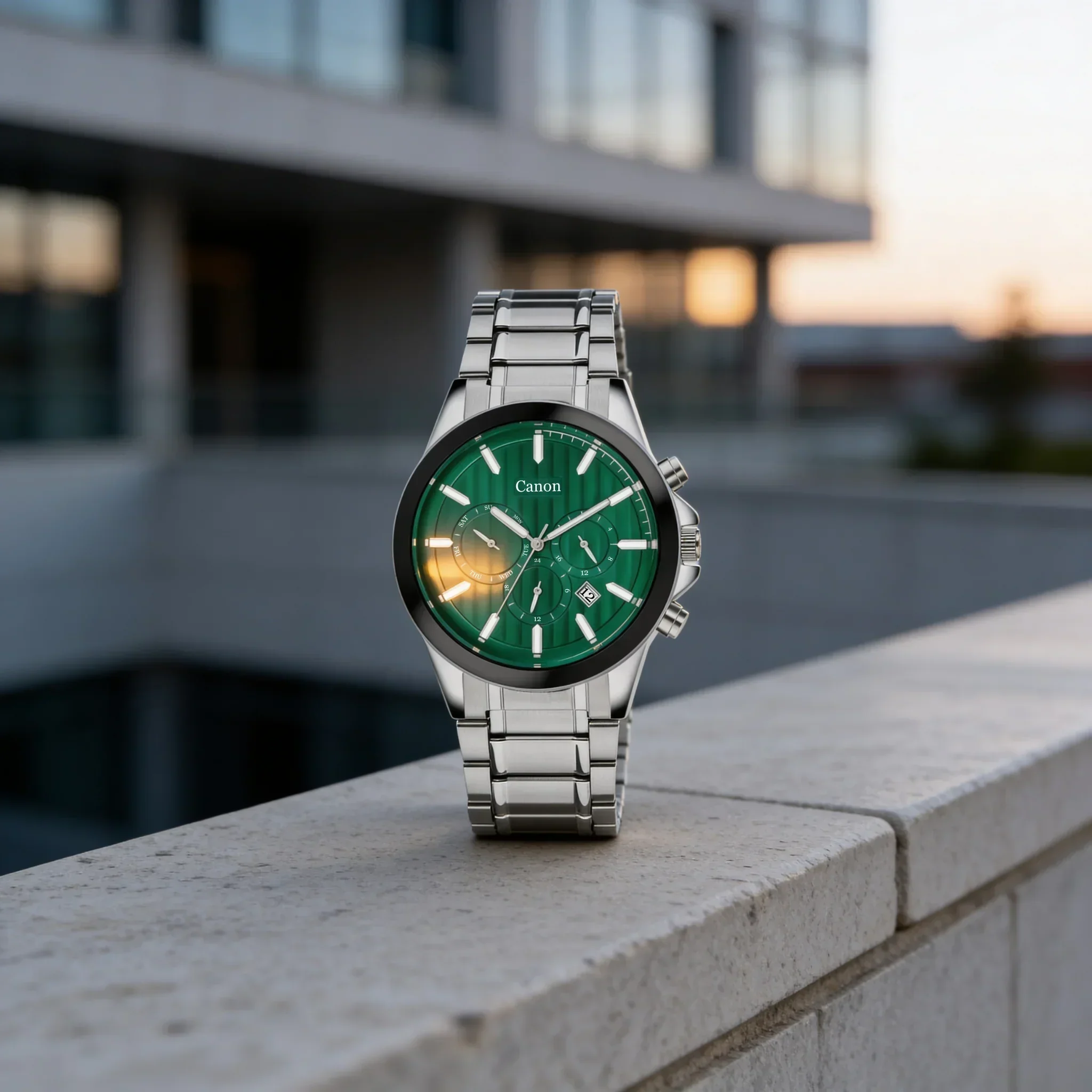 Dominion Series Silver & Emerald Green Dial Multi-function Watch - 479 - Image 4