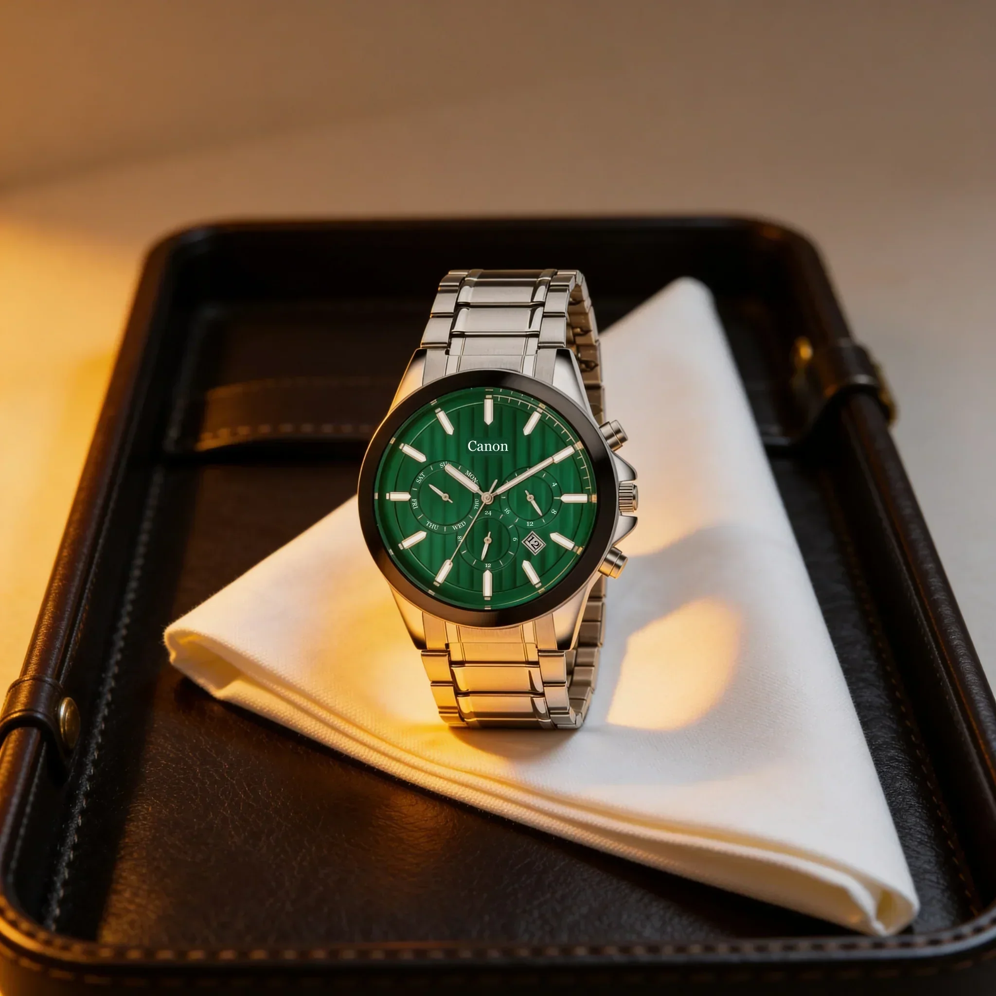 Dominion Series Silver & Emerald Green Dial Multi-function Watch - 479 - Image 5