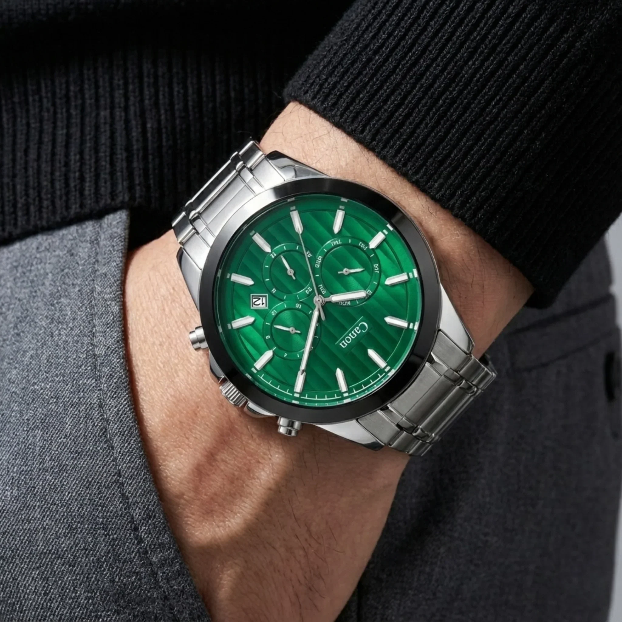 Dominion Series Silver & Emerald Green Dial Multi-function Watch - 479 - Image 6