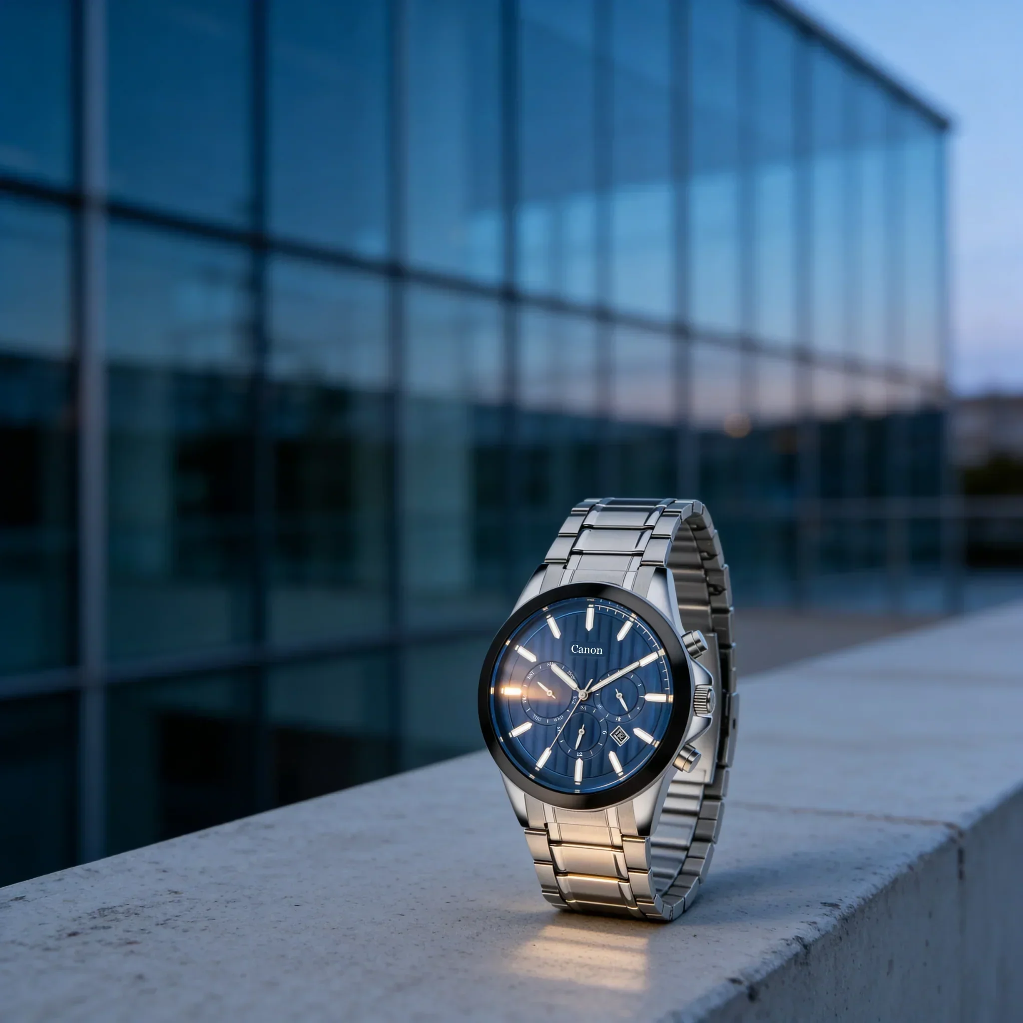 Dominion Series Silver & Navy Blue Dial Multi-function Watch - 478 - Image 3