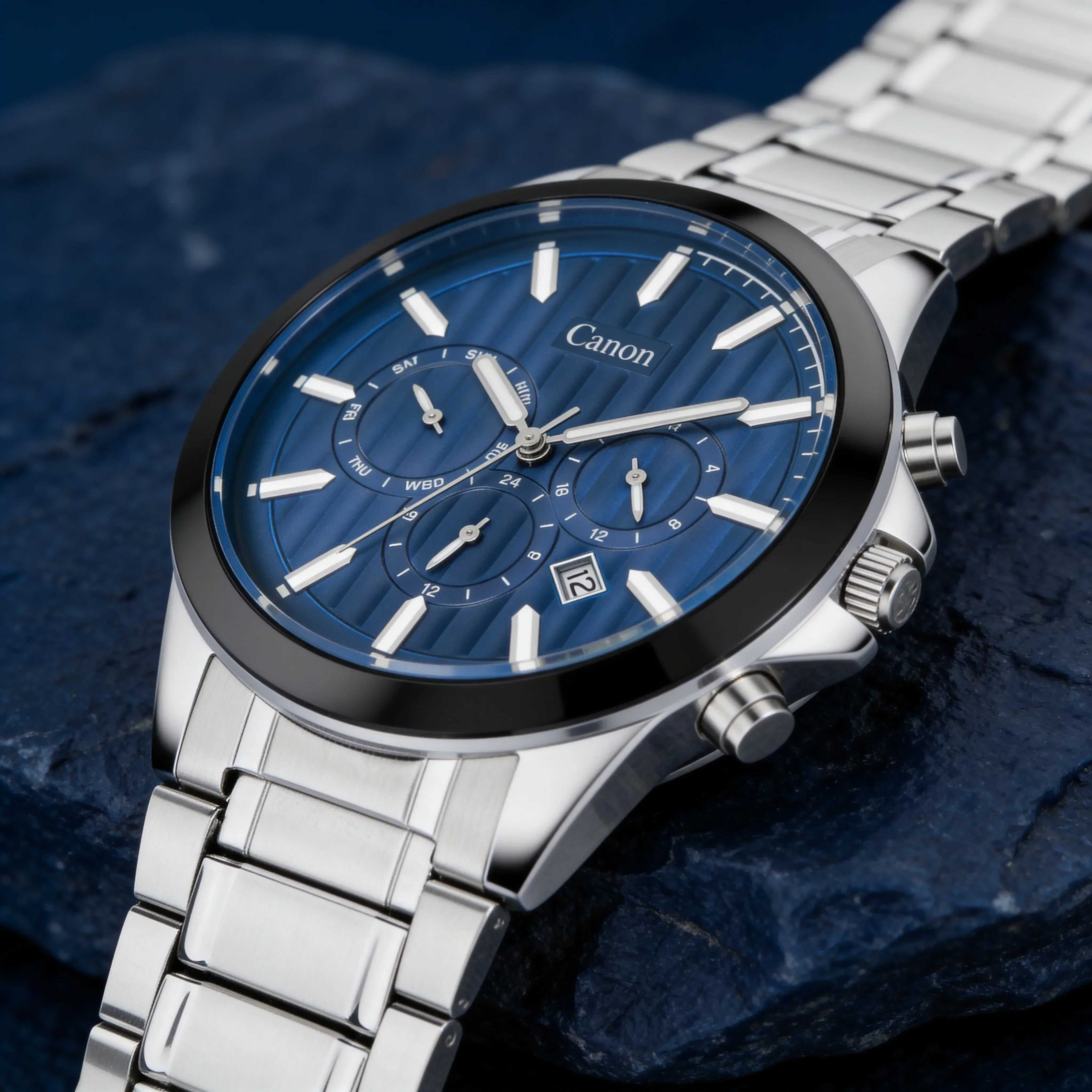 Dominion Series Silver & Navy Blue Dial Multi-function Watch - 478 - Image 4