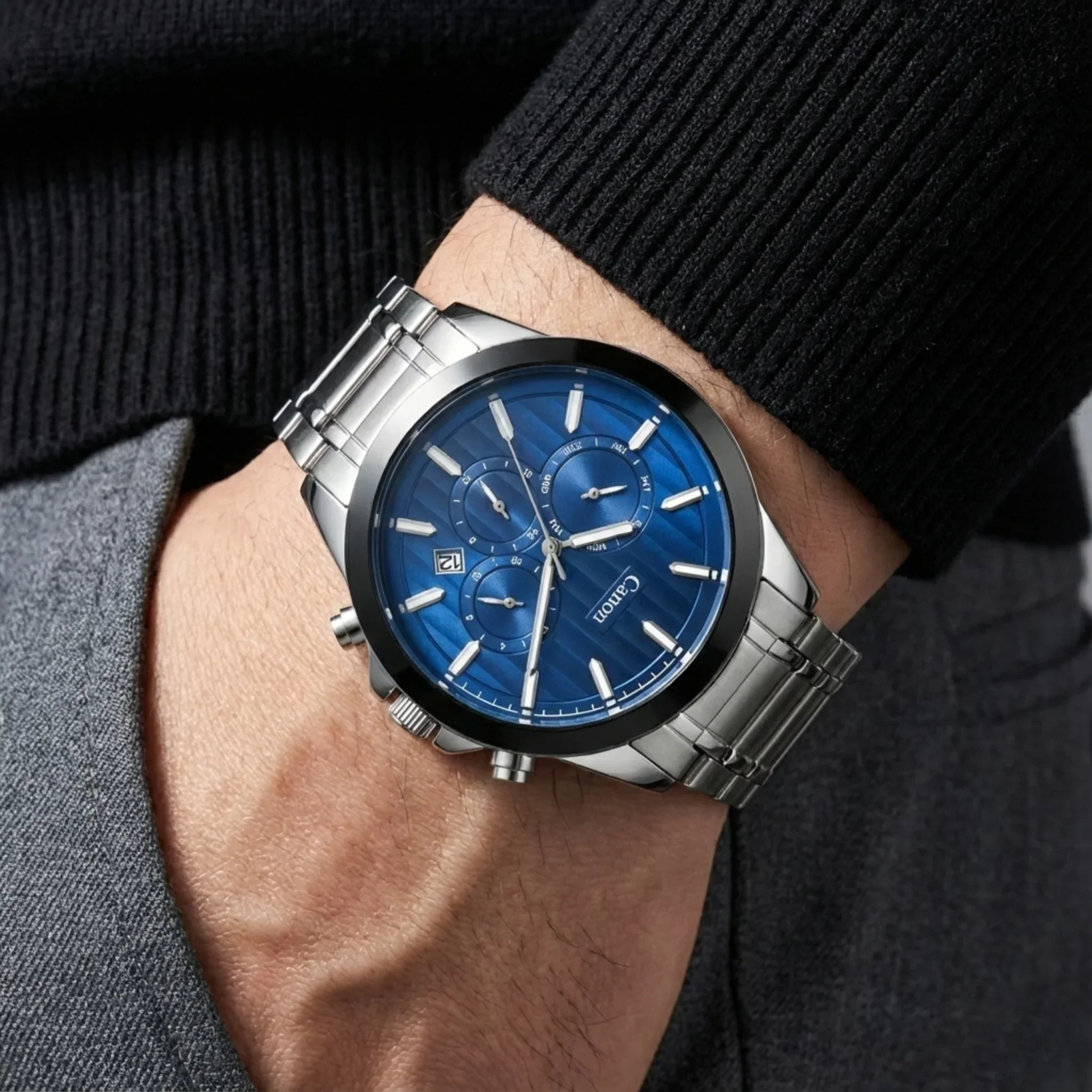 Dominion Series Silver & Navy Blue Dial Multi-function Watch - 478 - Image 6