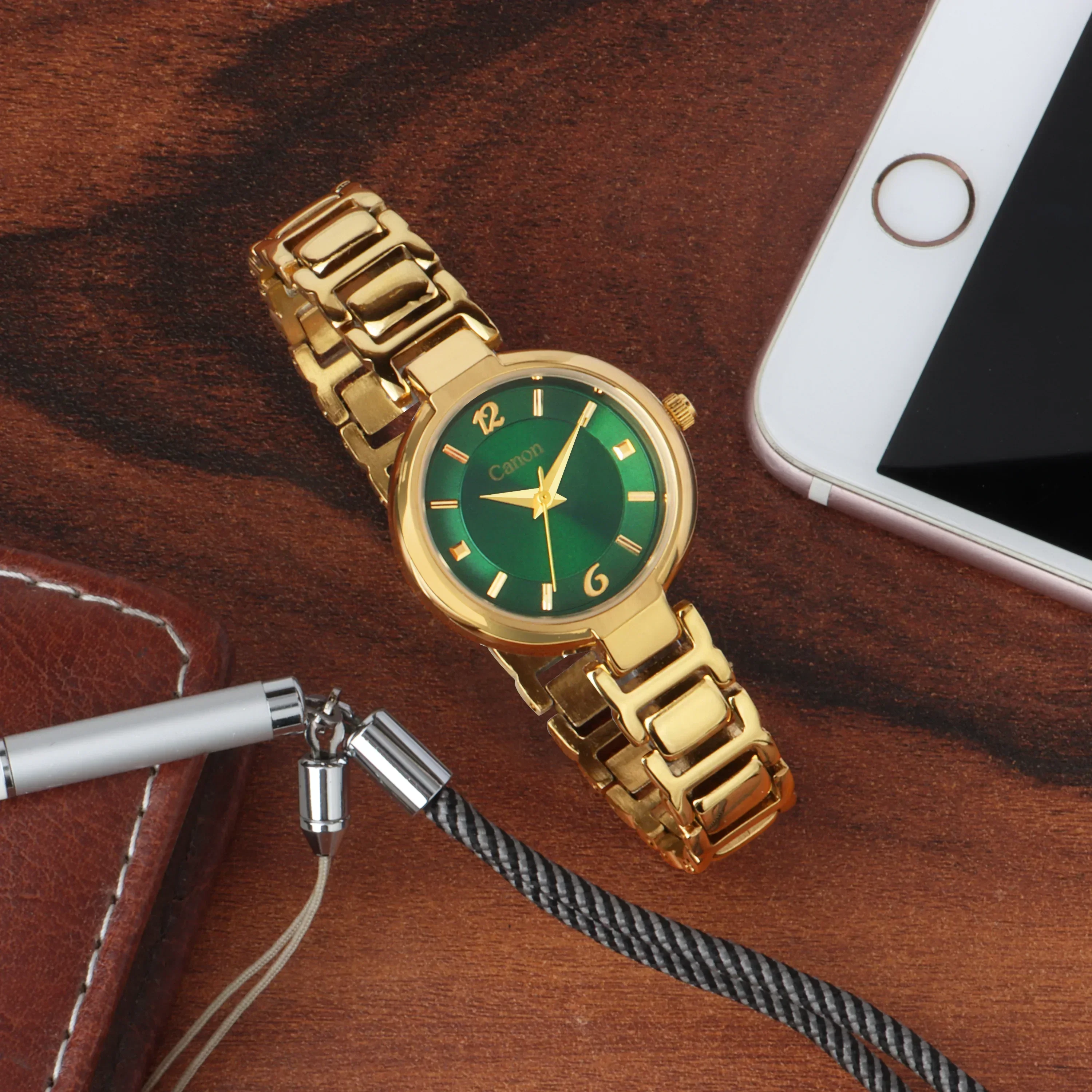 Canon Quartz Golden & Green Watch for Women CN-423 - Image 10