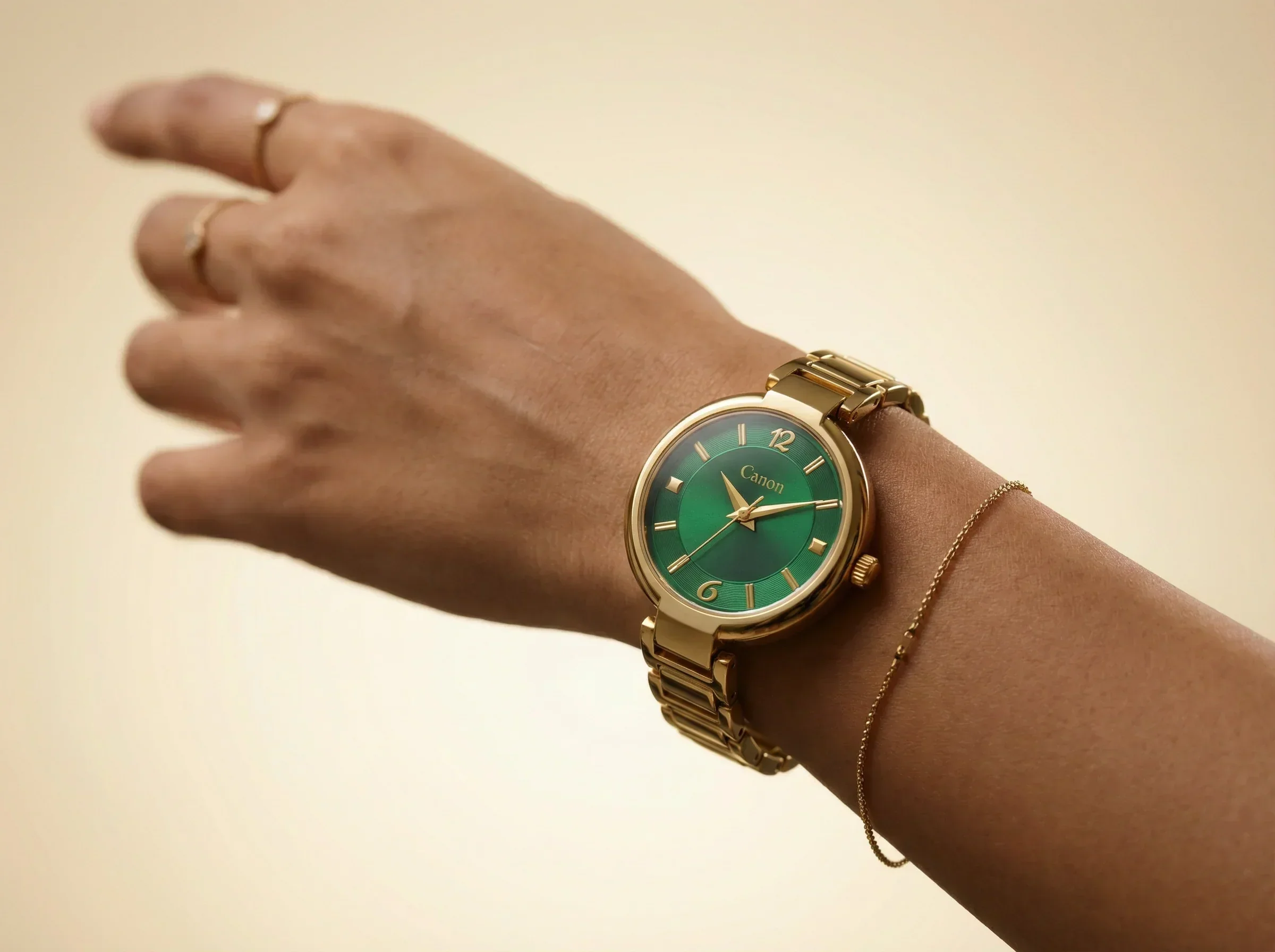 Canon Quartz Golden & Green Watch for Women CN-423 - Image 9