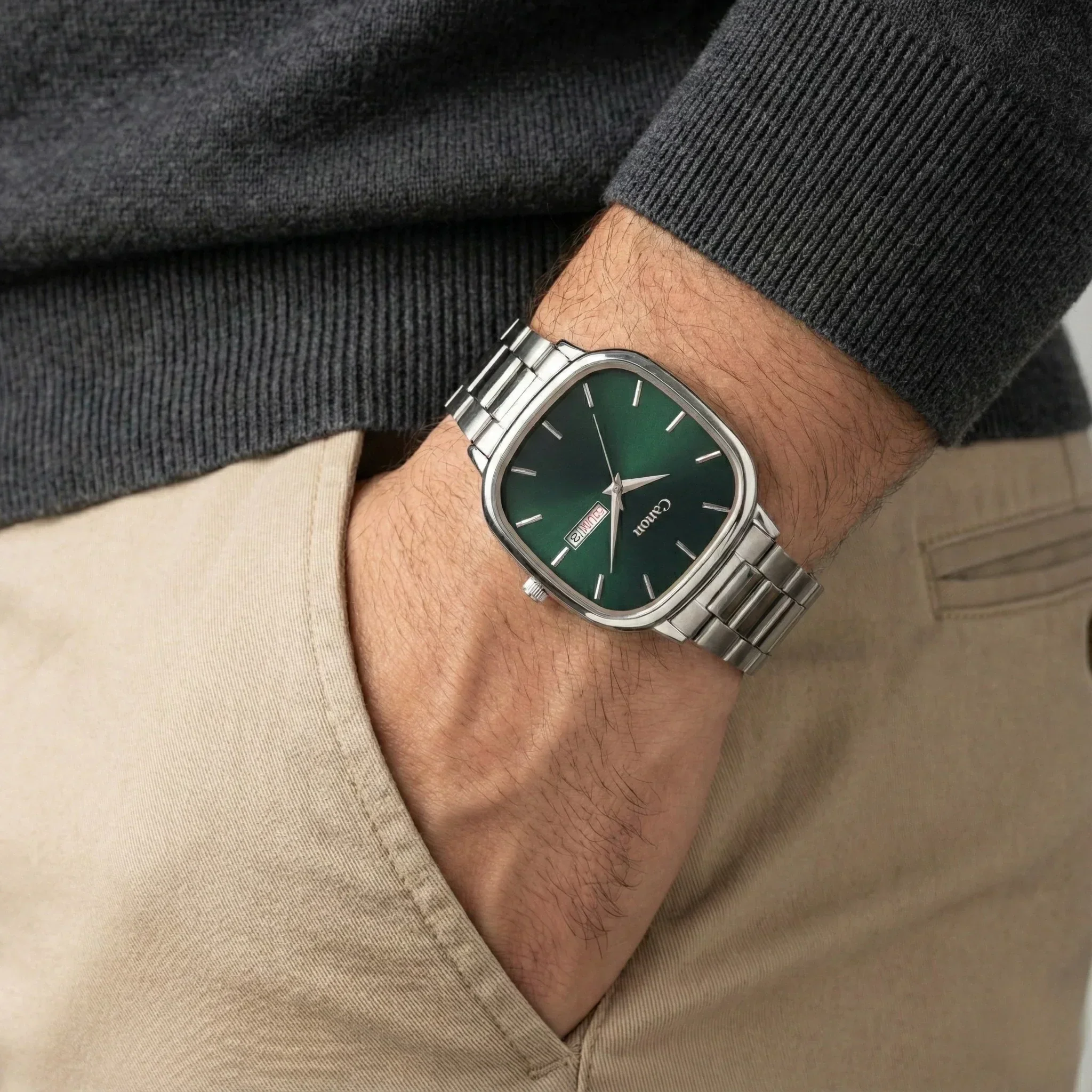 Lucid Royal Green Soft-Square Watch for Men - 459 - Image 5