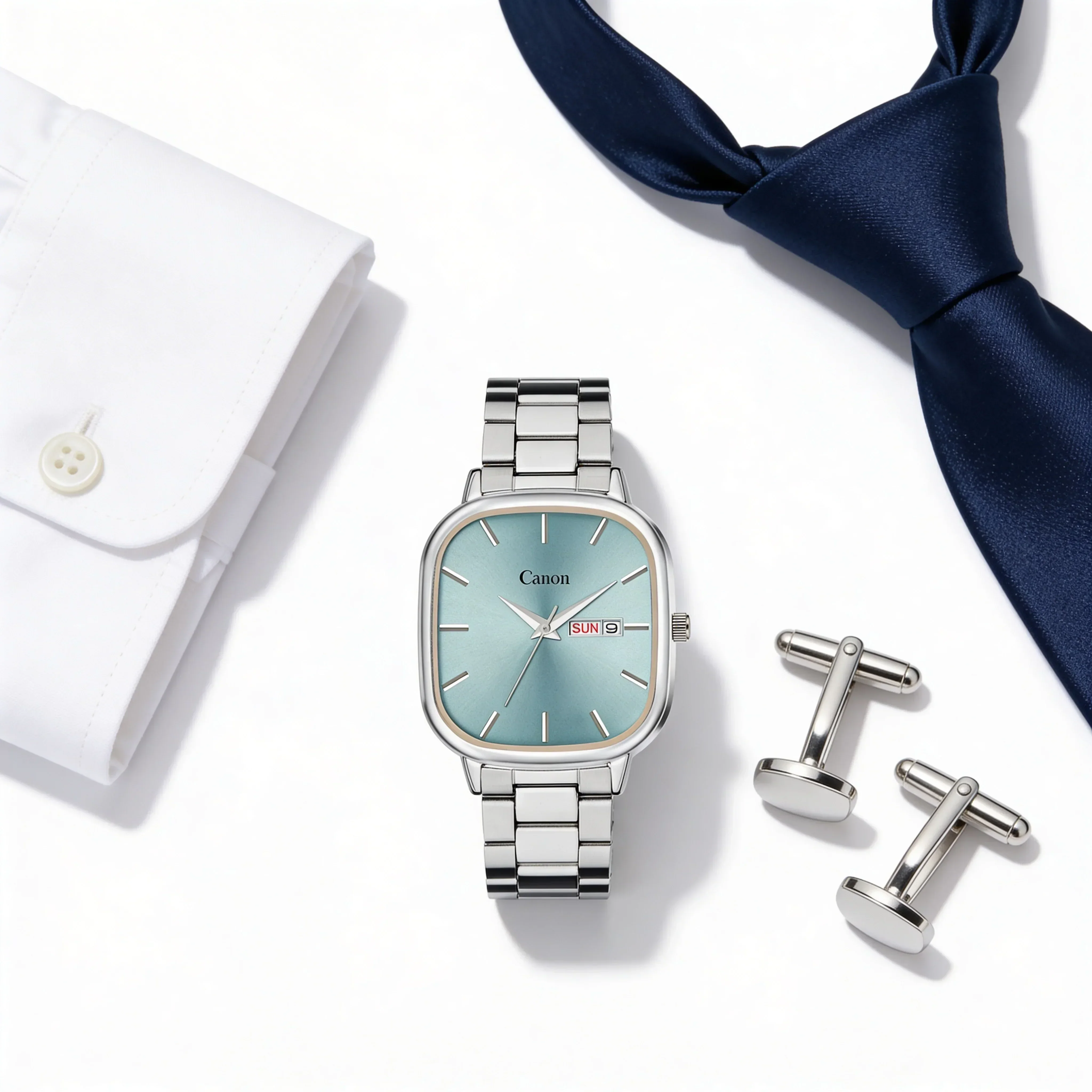 Lucid Ice Blue Soft-Square Watch for Men - 458 - Image 3