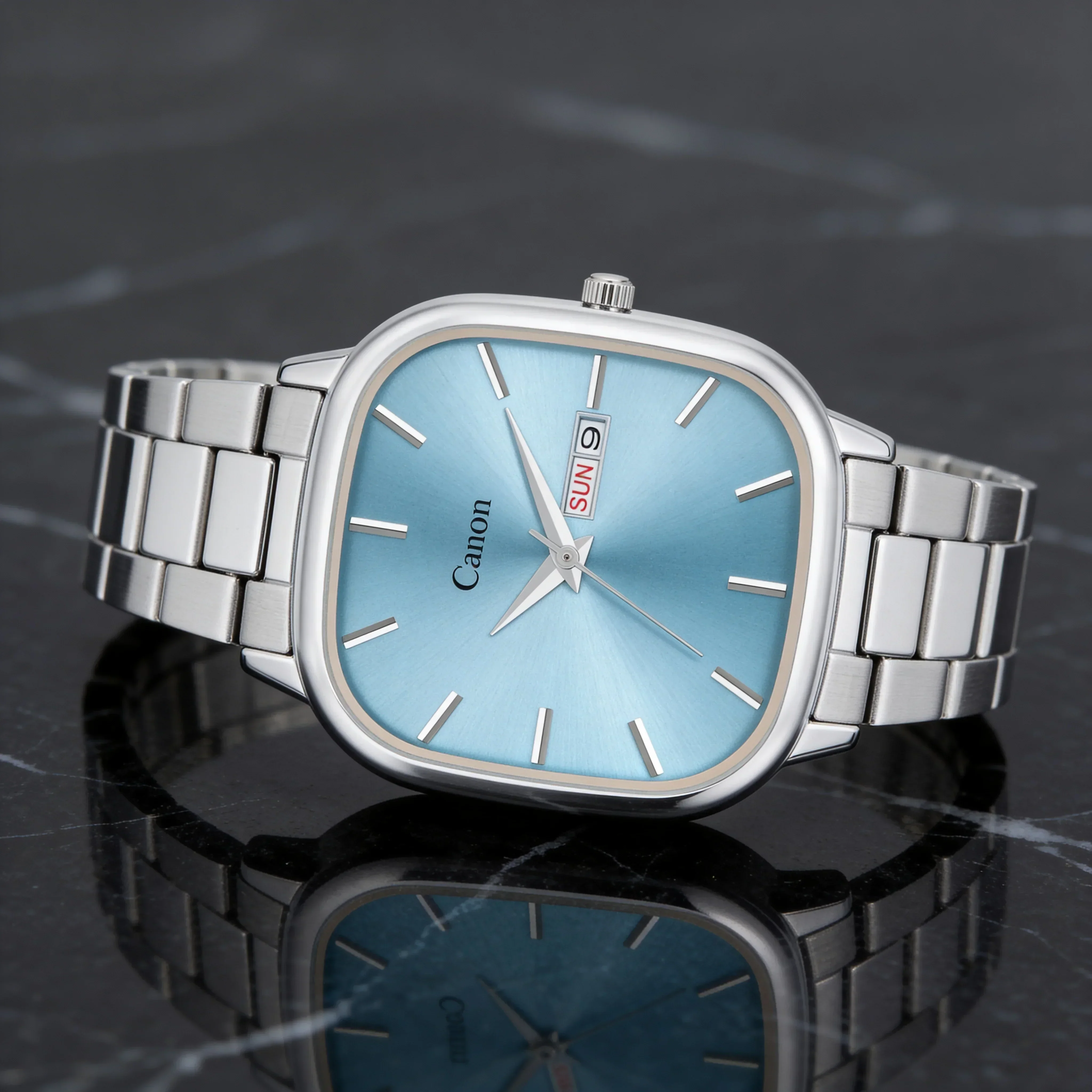 Lucid Ice Blue Soft-Square Watch for Men - 458 - Image 4