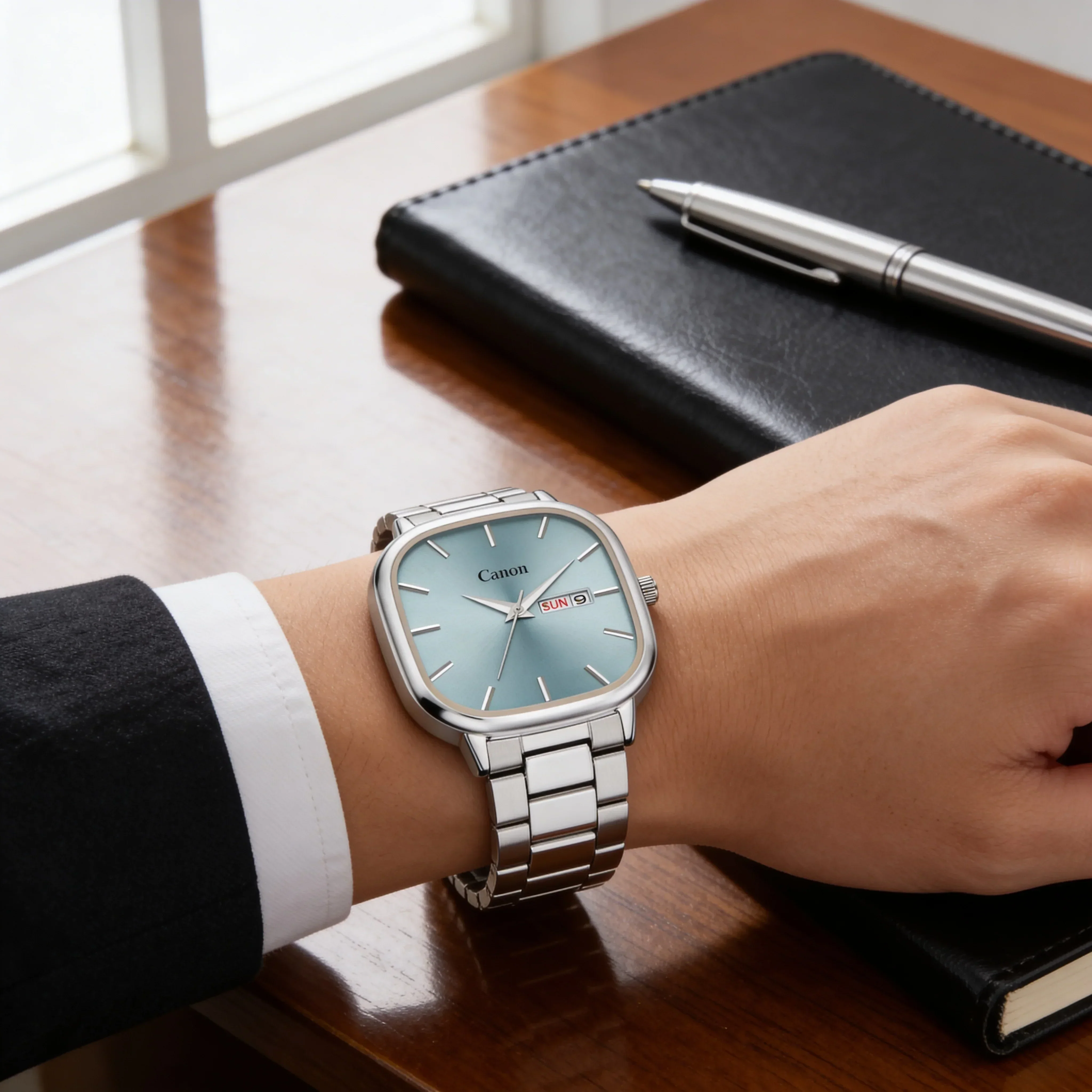 Lucid Ice Blue Soft-Square Watch for Men - 458 - Image 5