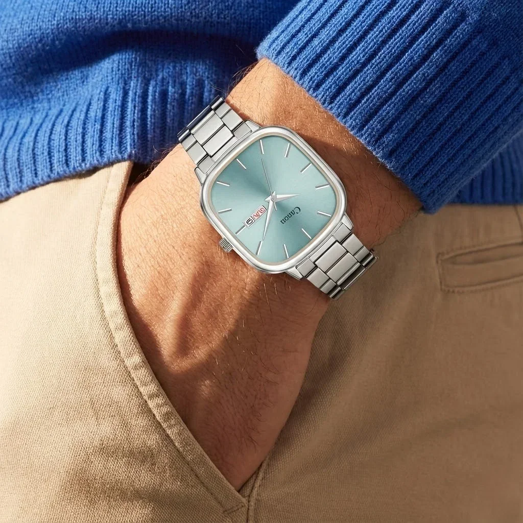 Lucid Ice Blue Soft-Square Watch for Men - 458 - Image 6
