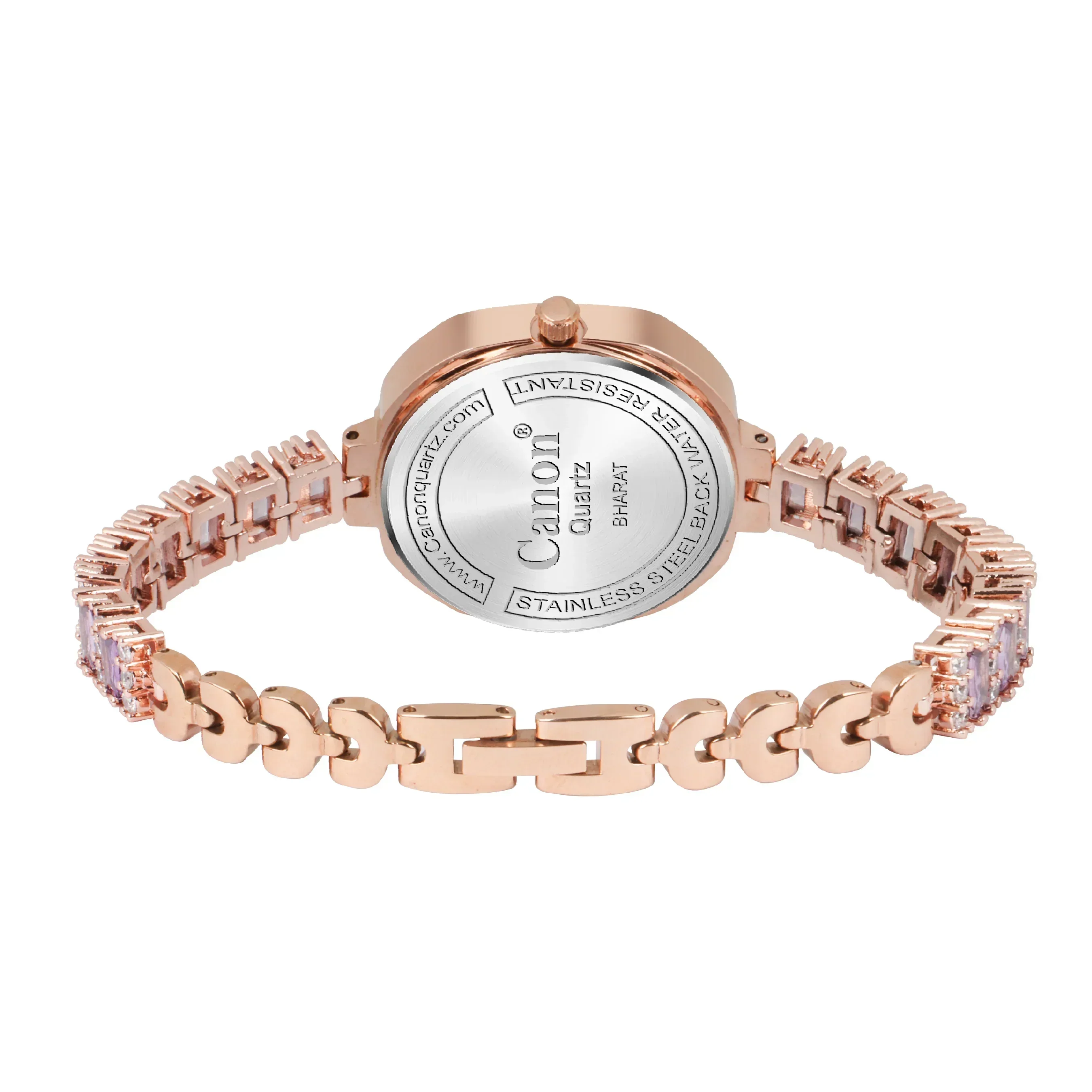 Serenite Rose Gold Lavender Dial Watch for Women with Purple Stone Bracelet 490 - Image 9