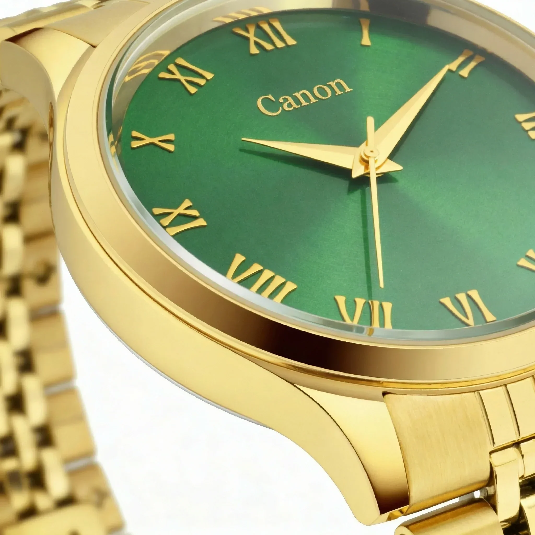 Luxury Golden & Green Couple Watch With Roman Numerals CN-485 - Image 3