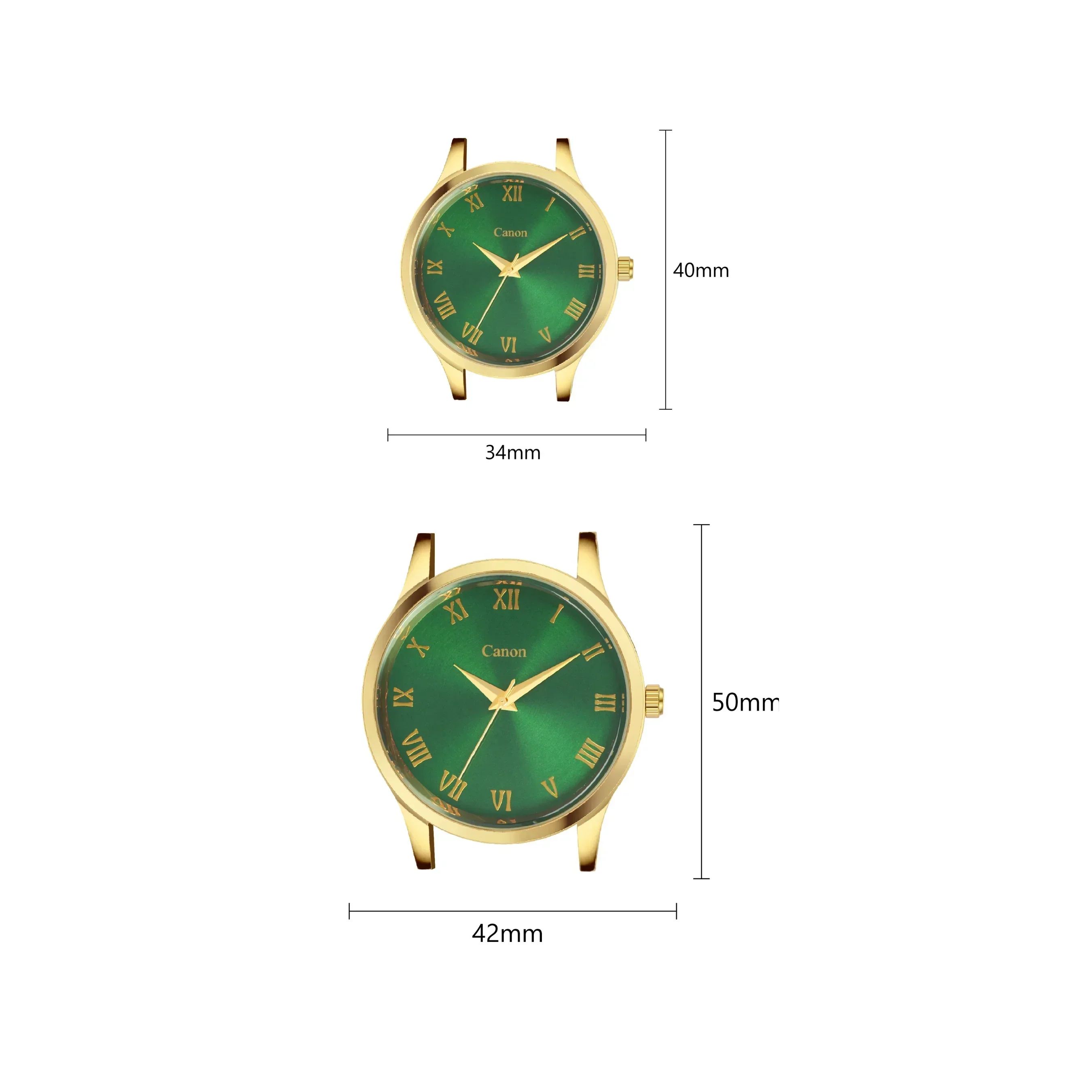 Luxury Golden & Green Couple Watch With Roman Numerals CN-485 - Image 4