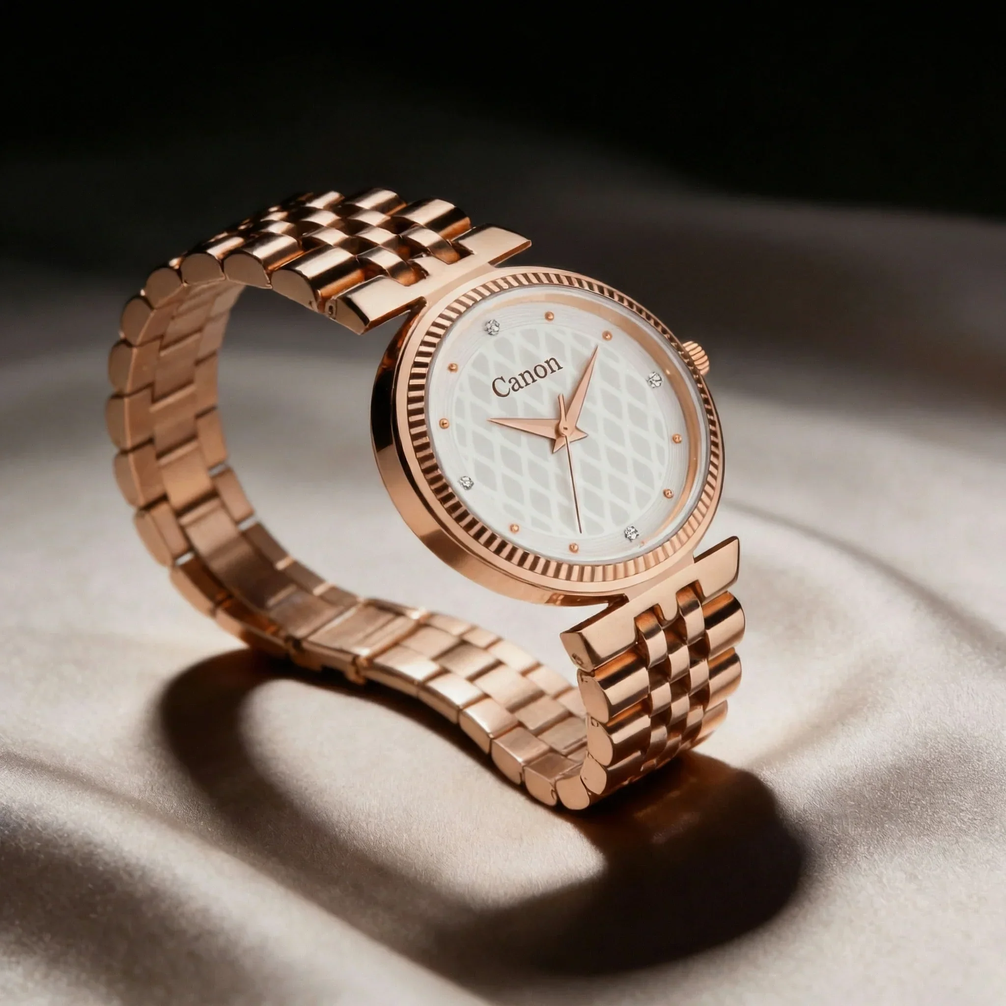 Aureolis Rose Gold Quilted Dial Women’s Canon Quartz Watch 487 - Image 6