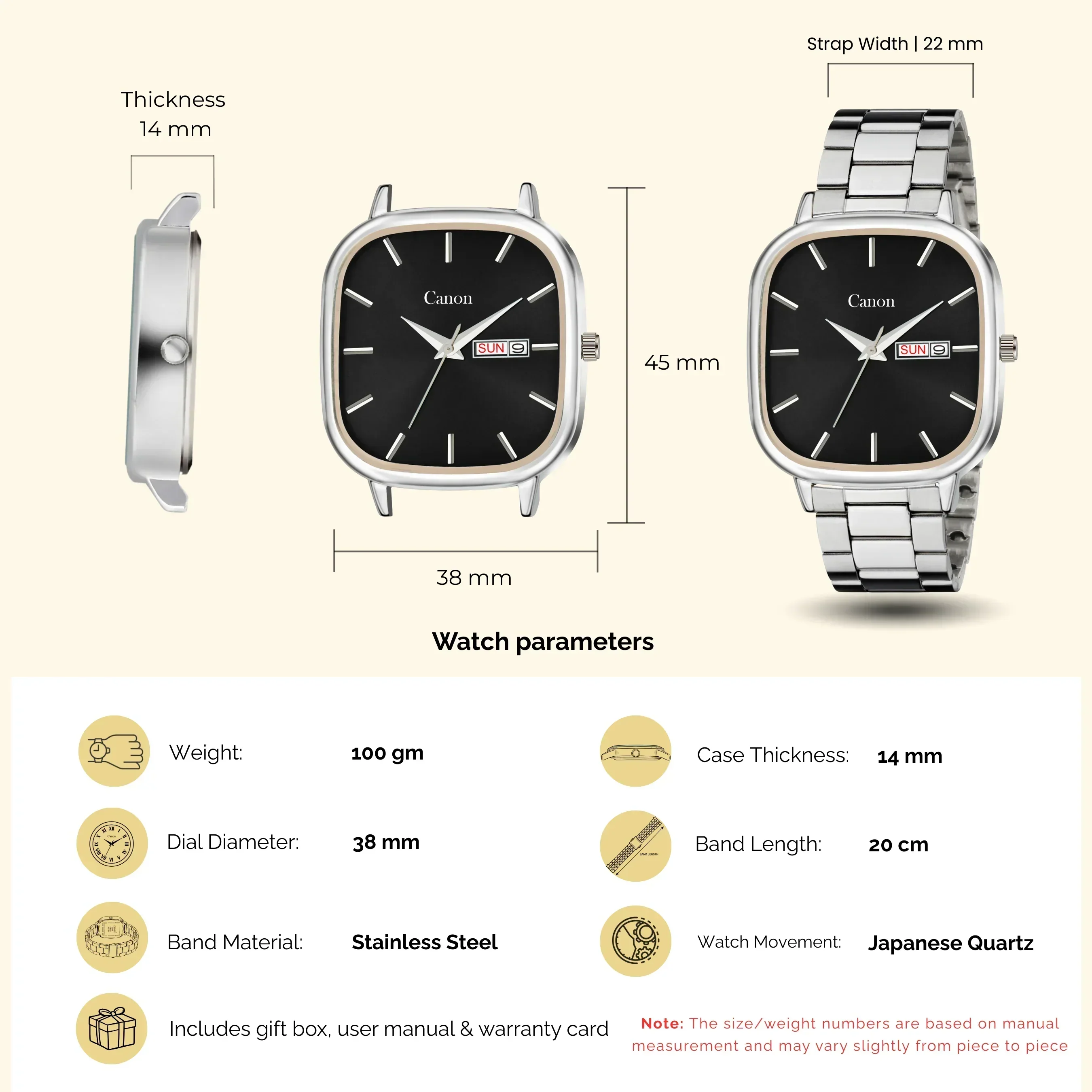 Lucid Black Dial Soft-Square Watch for Men - 461 - Image 11