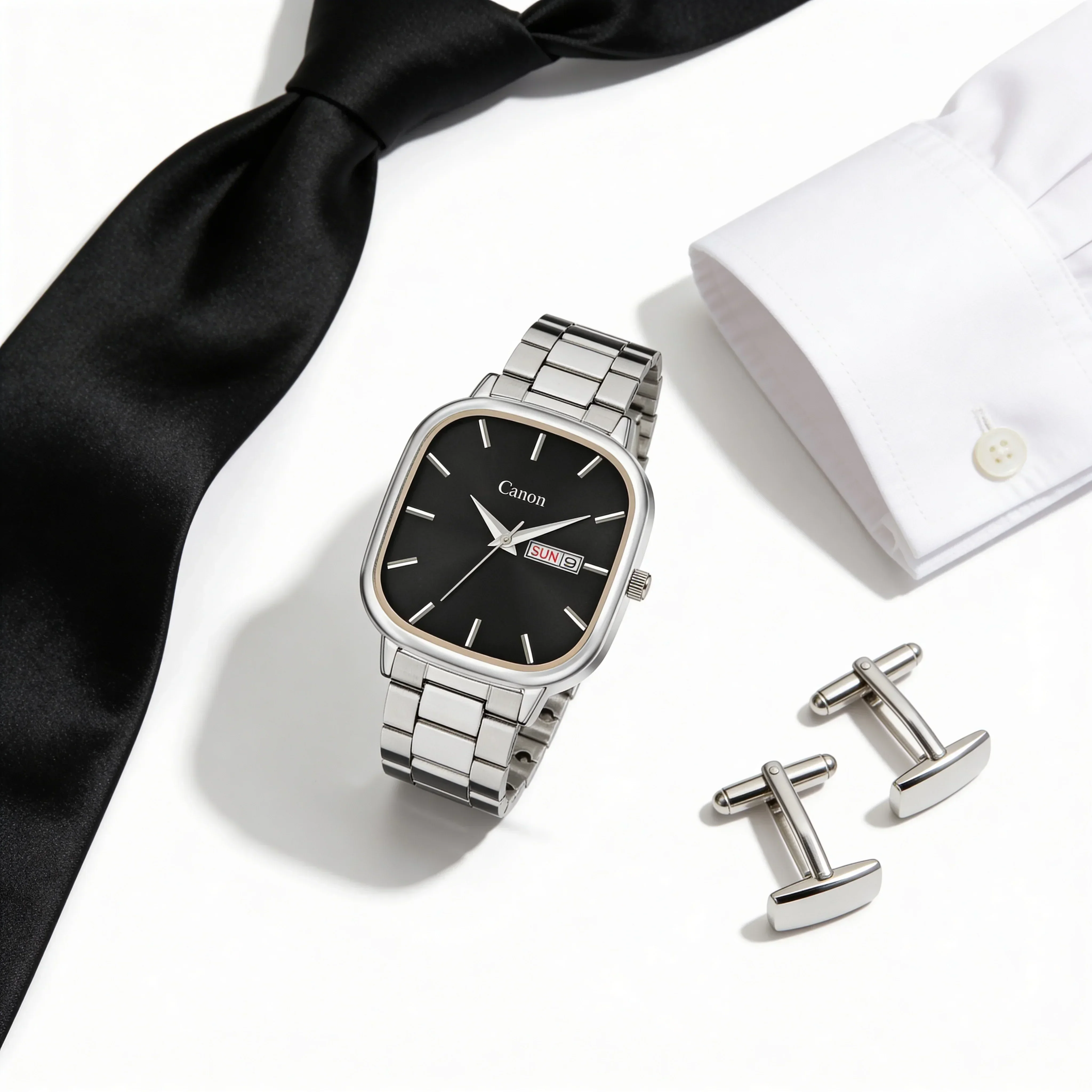 Lucid Black Dial Soft-Square Watch for Men - 461 - Image 3