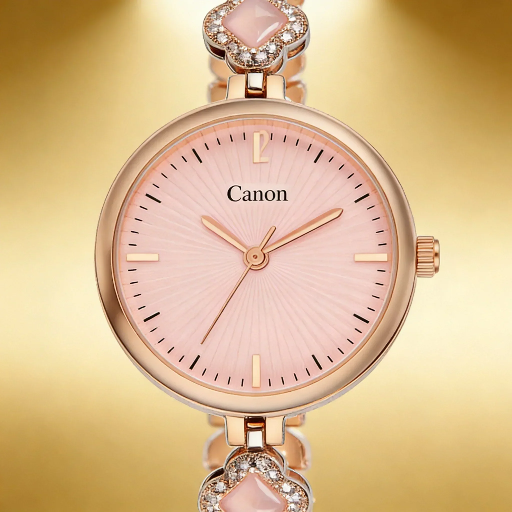 Serenite Rose Gold Pink Dial Watch for Women with Crystal Halo Bracelet 493 - Image 5