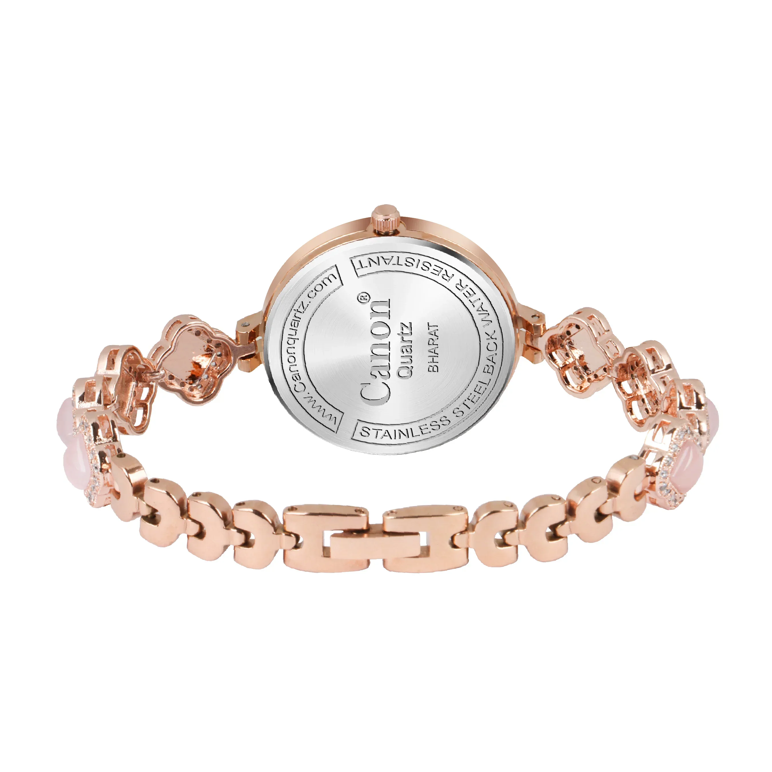 Serenite Rose Gold Pink Dial Watch for Women with Crystal Halo Bracelet 493 - Image 8