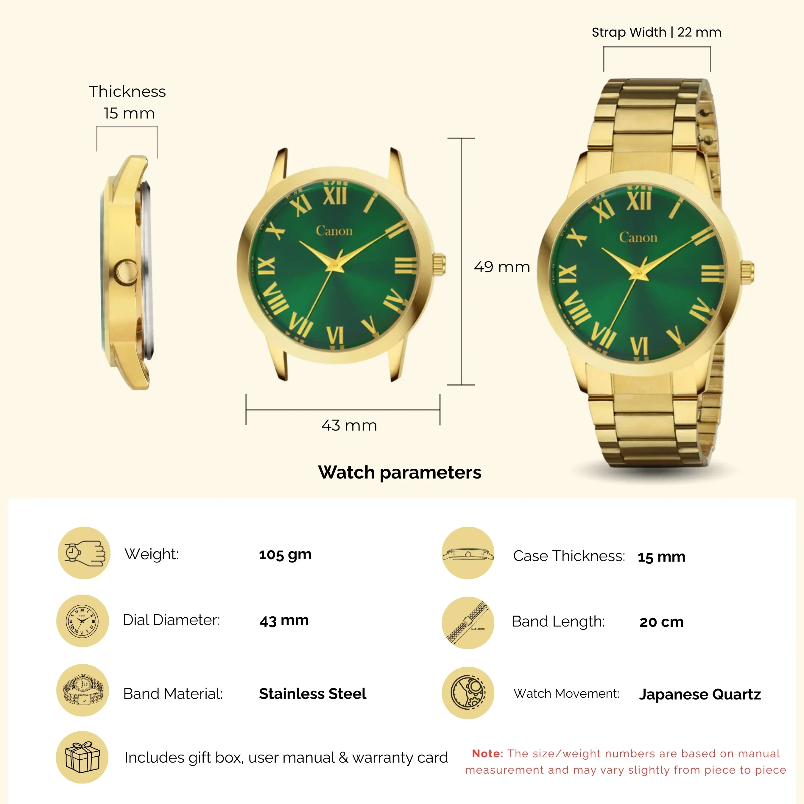 Canon Quartz Roman Dial Watch CN-297 - Image 11