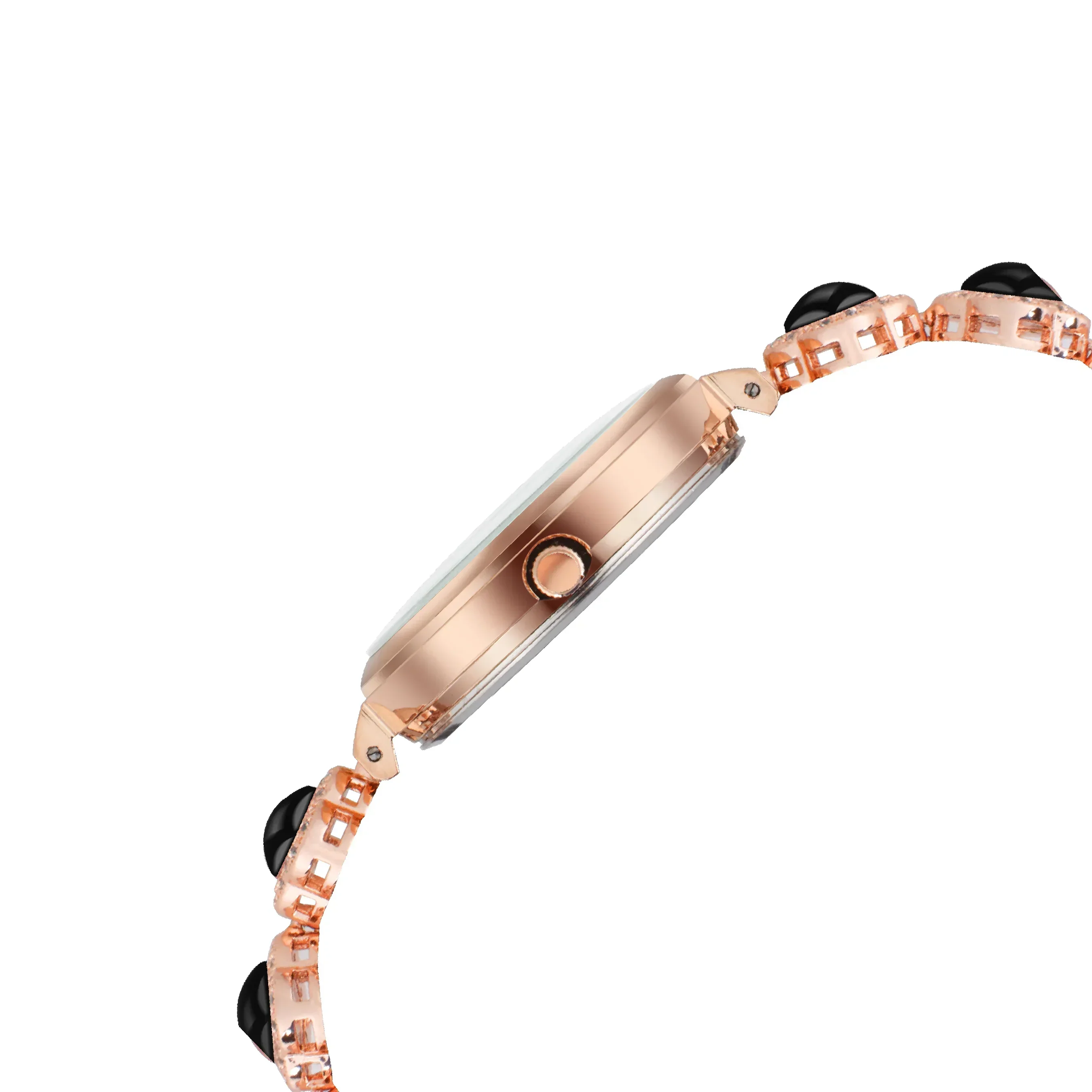 Serenite Rose Gold Black Dial Watch for Women with Crystal Jewellery Bracelet 495 - Image 12