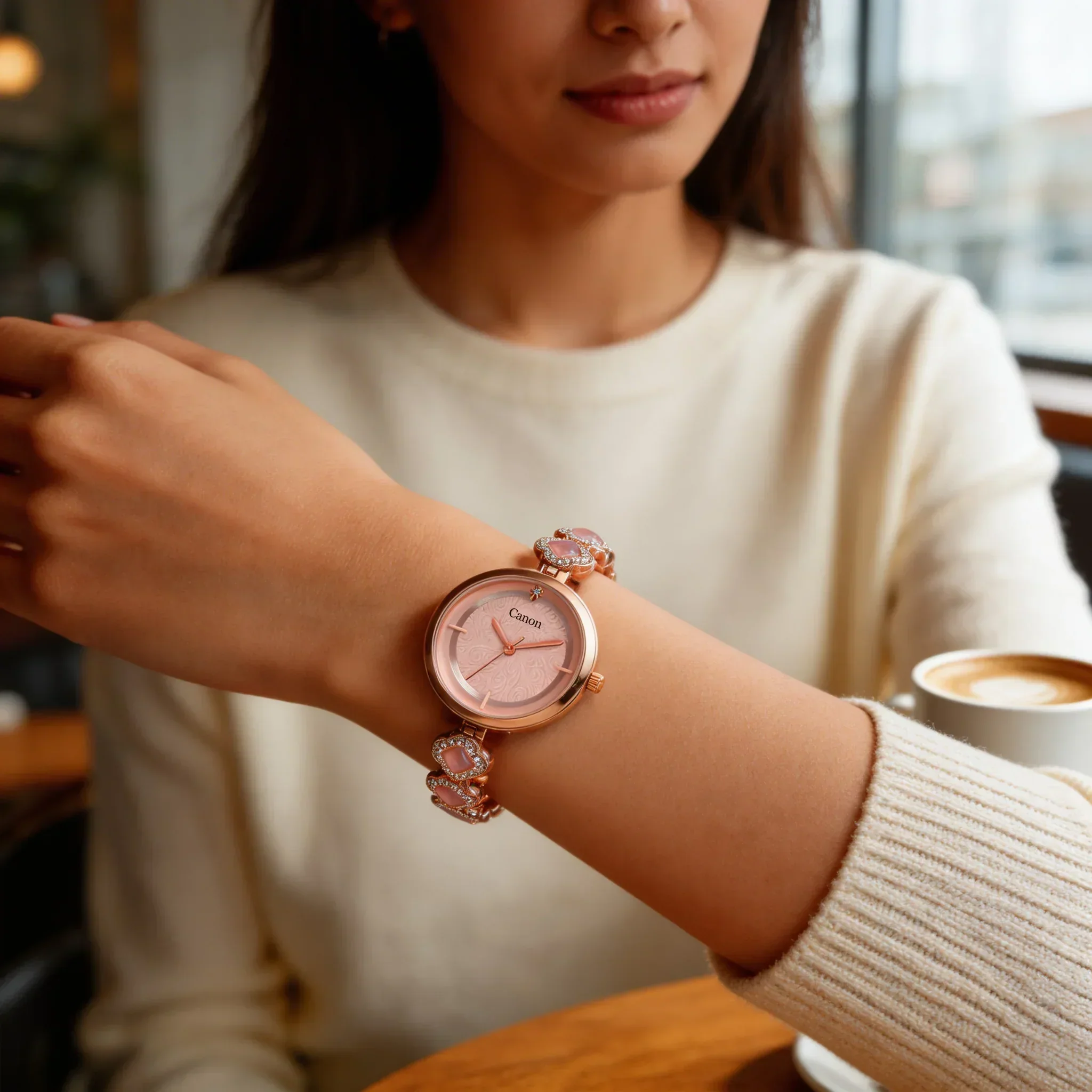Serenite Rose Gold Blush Pink Watch for Women | Jewellery Bracelet 496 - Image 3