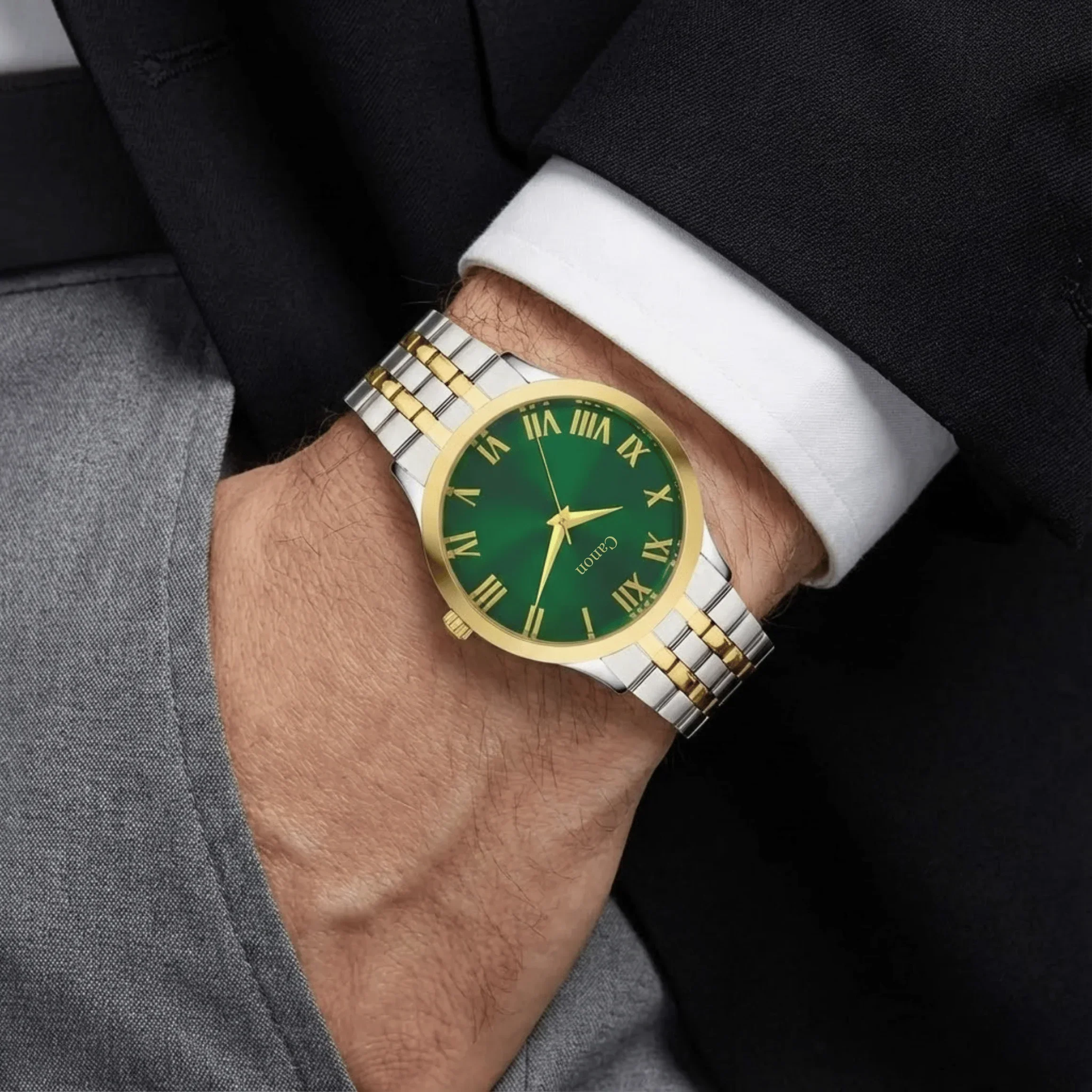 Luxury Vastu Watch - Dual Tone Green Dial CN-457 - Image 6