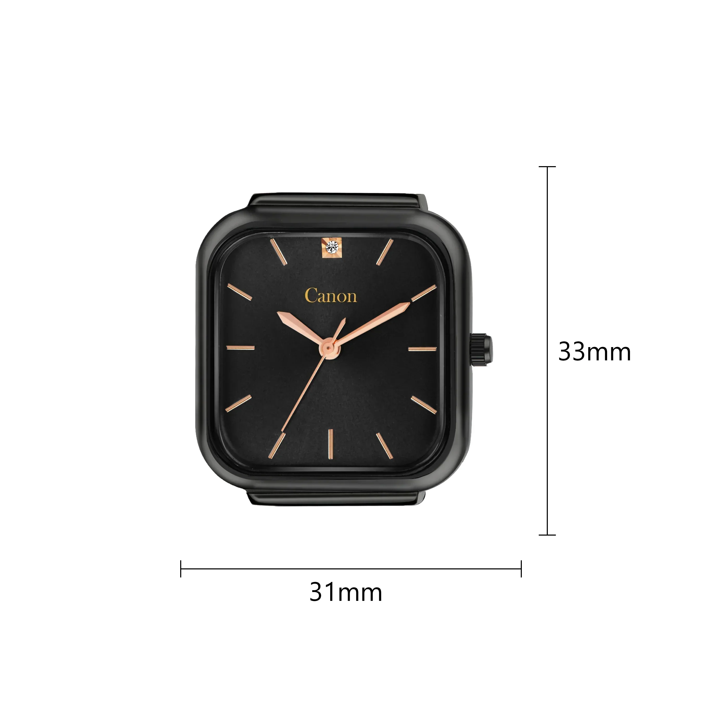 Women's All-Black Square Mesh Watch CN-455 - Image 6