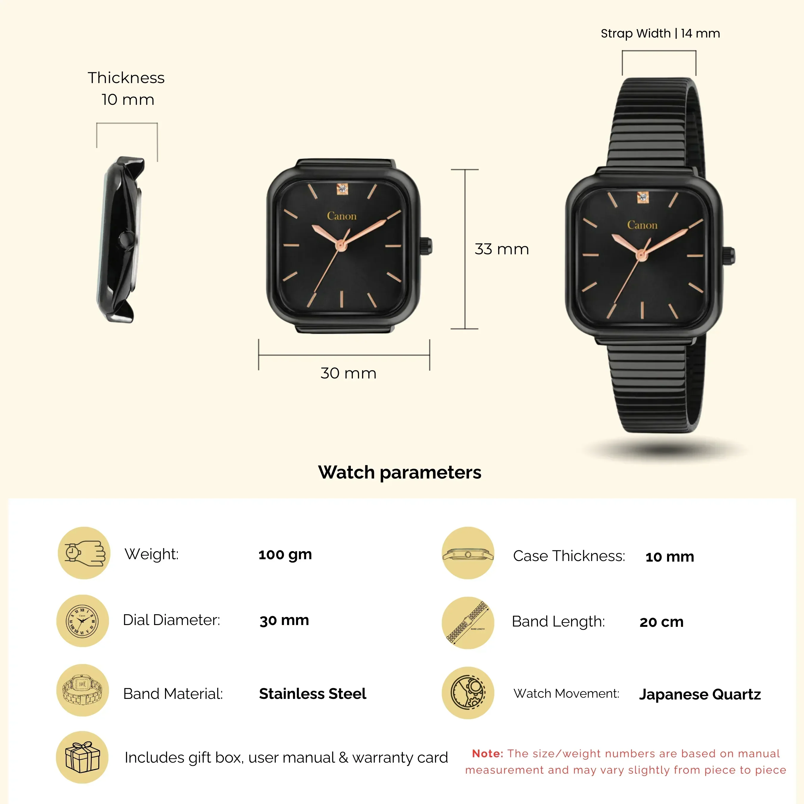 Women's All-Black Square Mesh Watch CN-455 - Image 9
