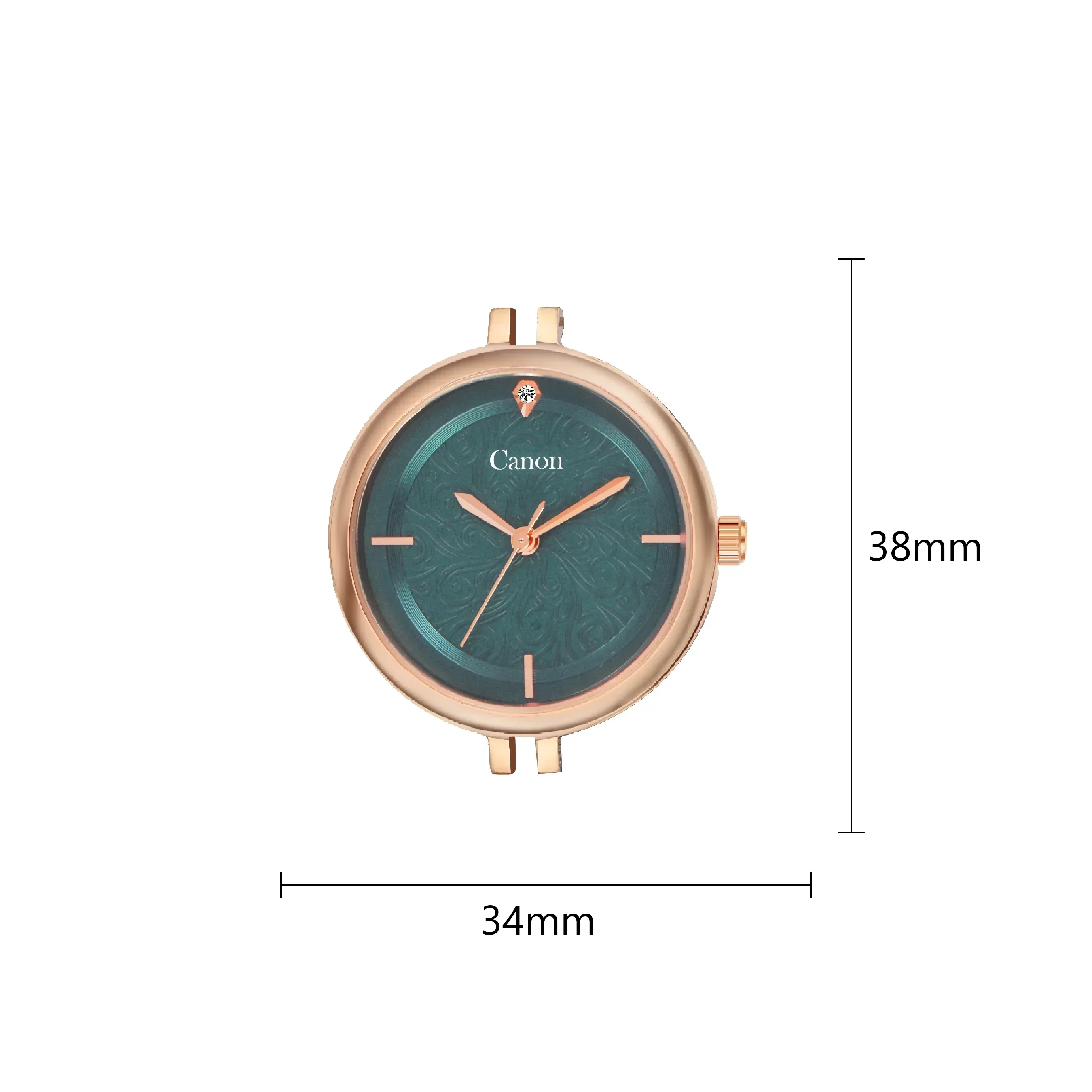 Rose Gold Emerald Green Dial Watch for Women with Crystal Bracelet 494 - Image 5