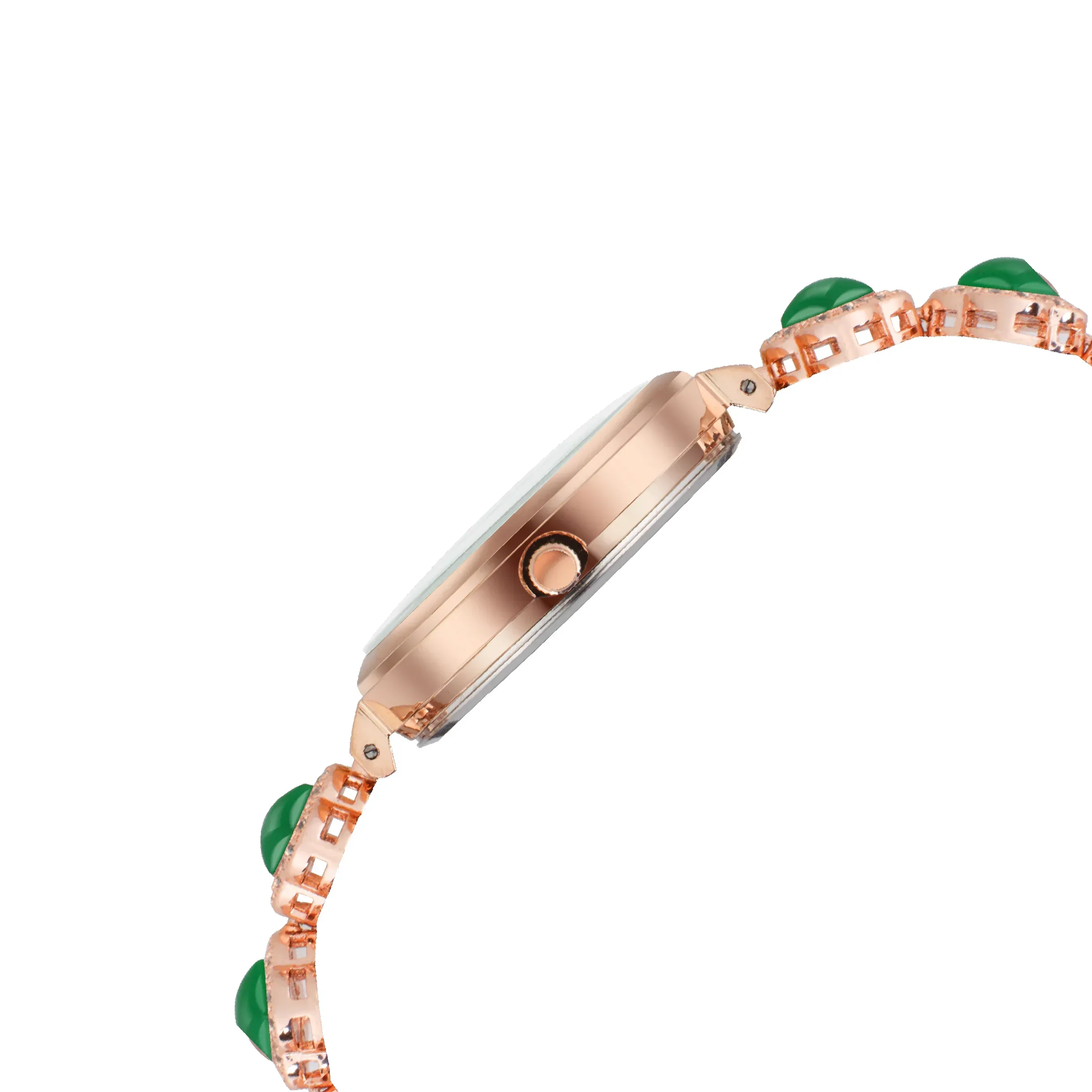 Rose Gold Emerald Green Dial Watch for Women with Crystal Bracelet 494 - Image 7