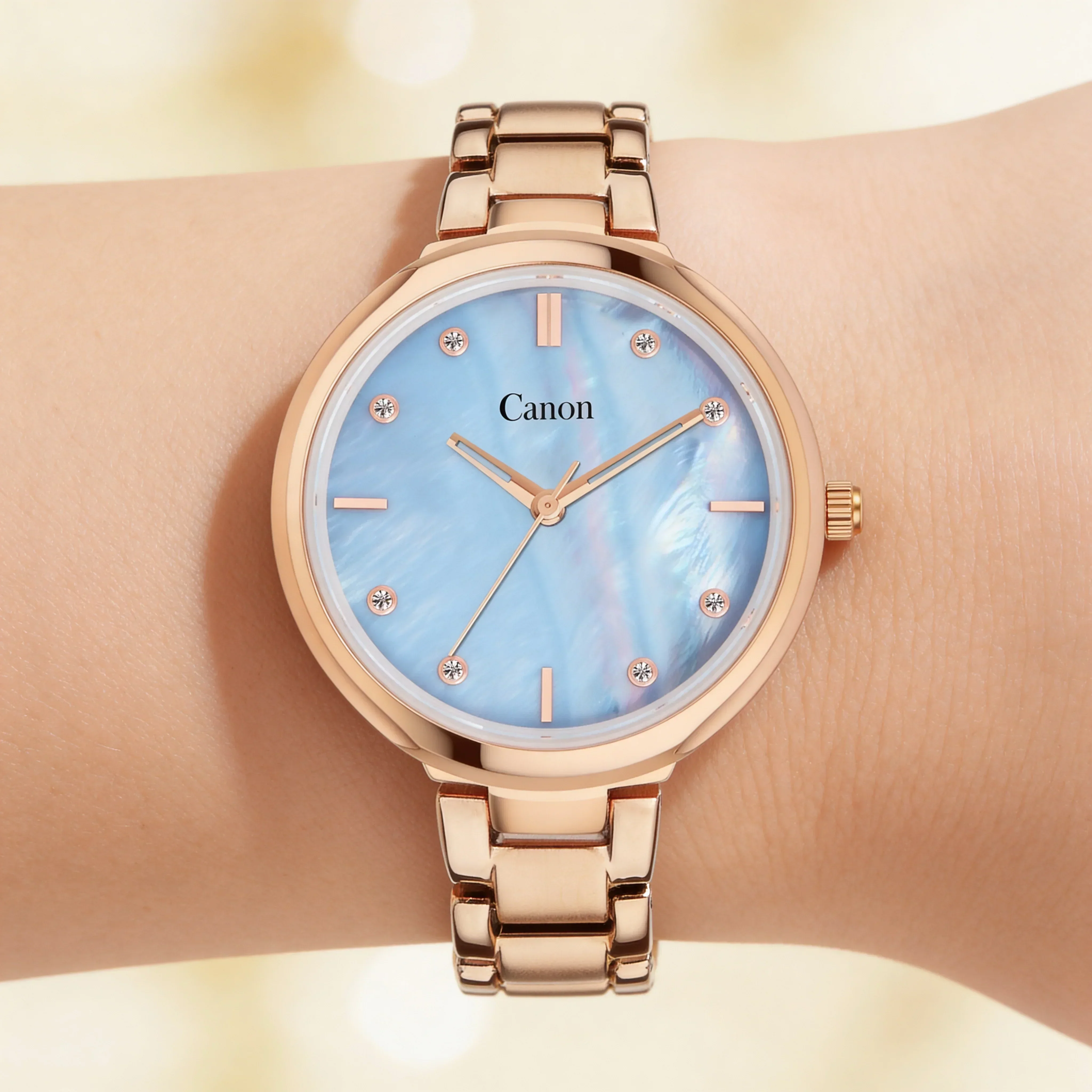 Canon Quartz Mother of Pearl Watch For Her - Sky Blue - Image 3