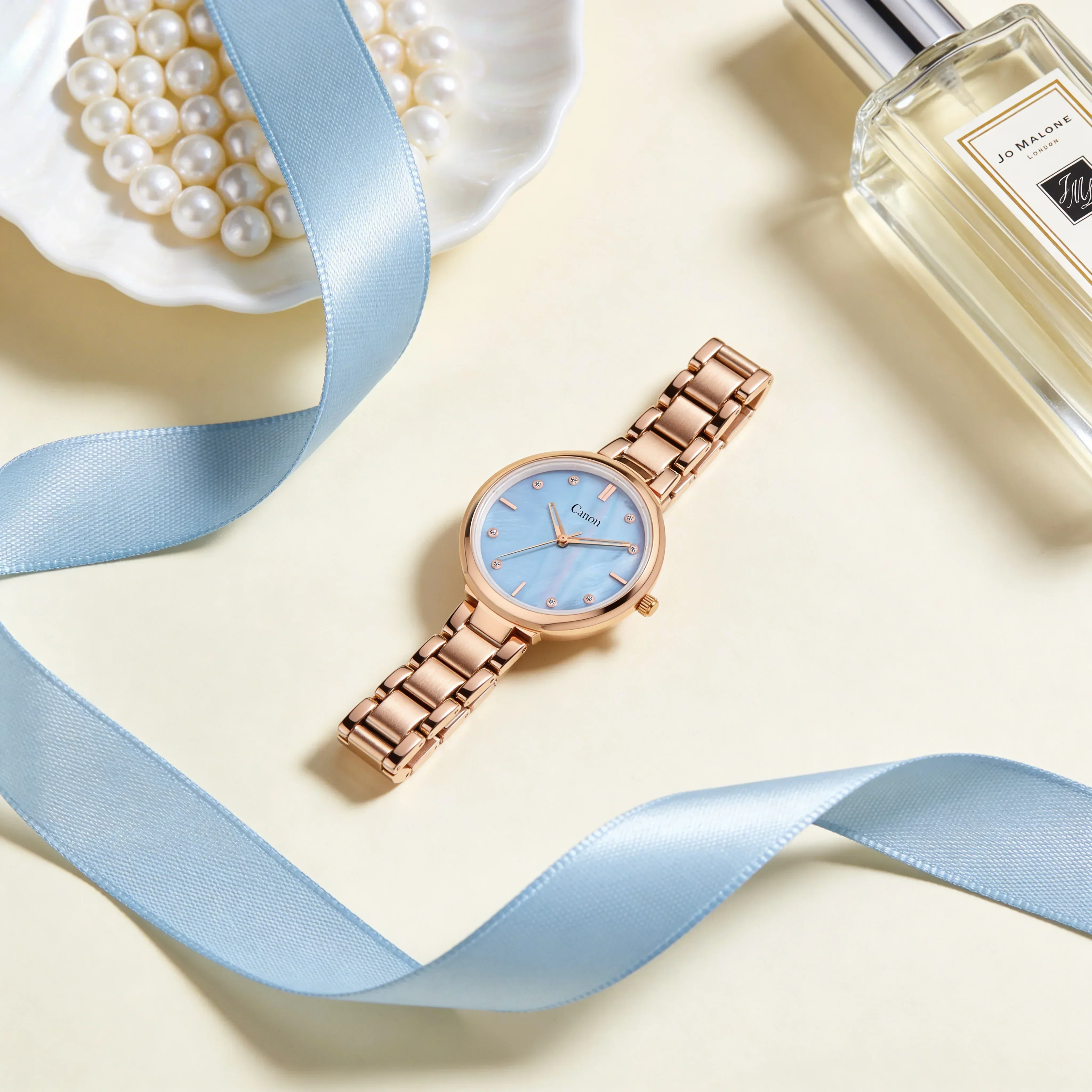 Canon Quartz Mother of Pearl Watch For Her - Sky Blue - Image 4