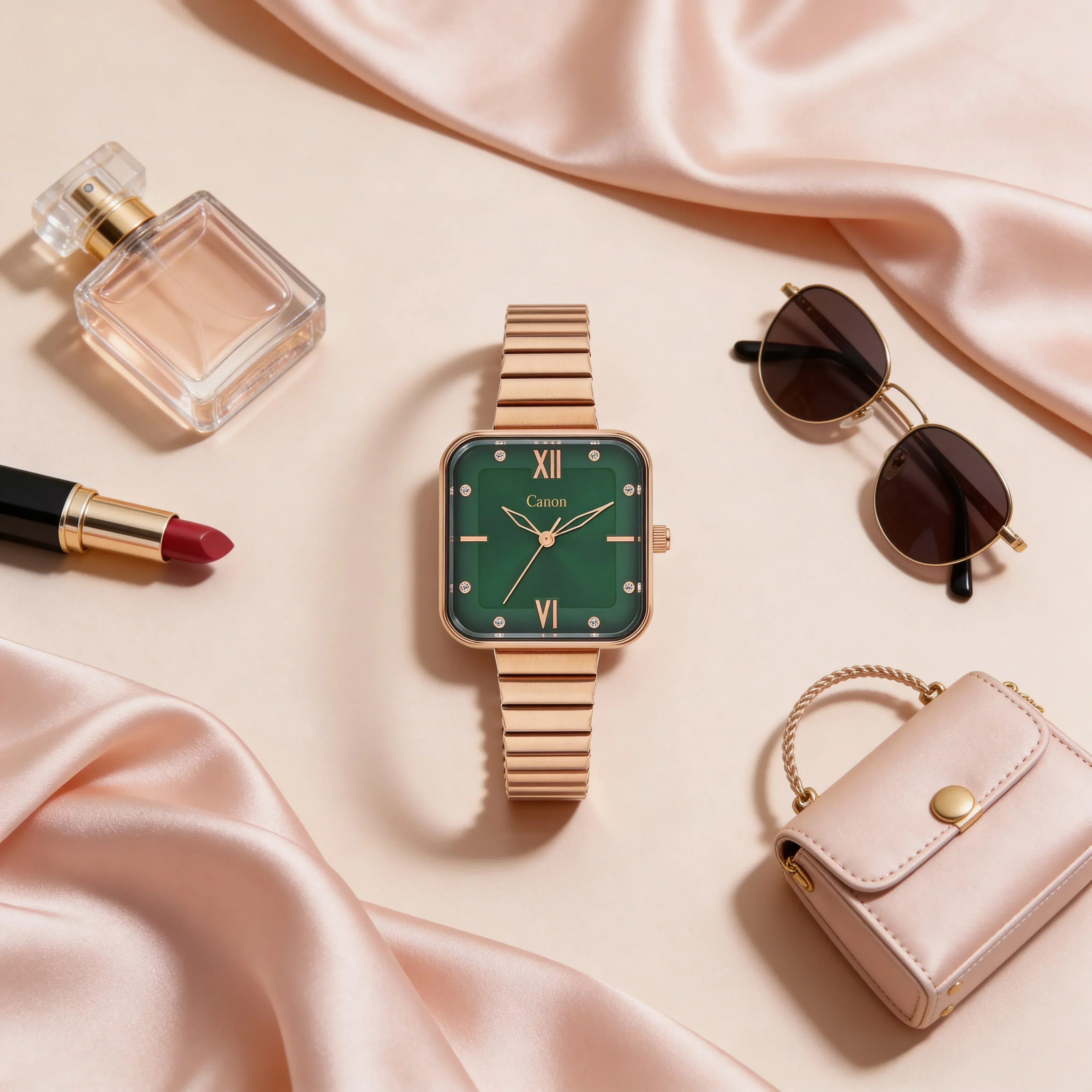 'Emerald'  Green & Rose Gold Watch For Women CN-453 - Image 5